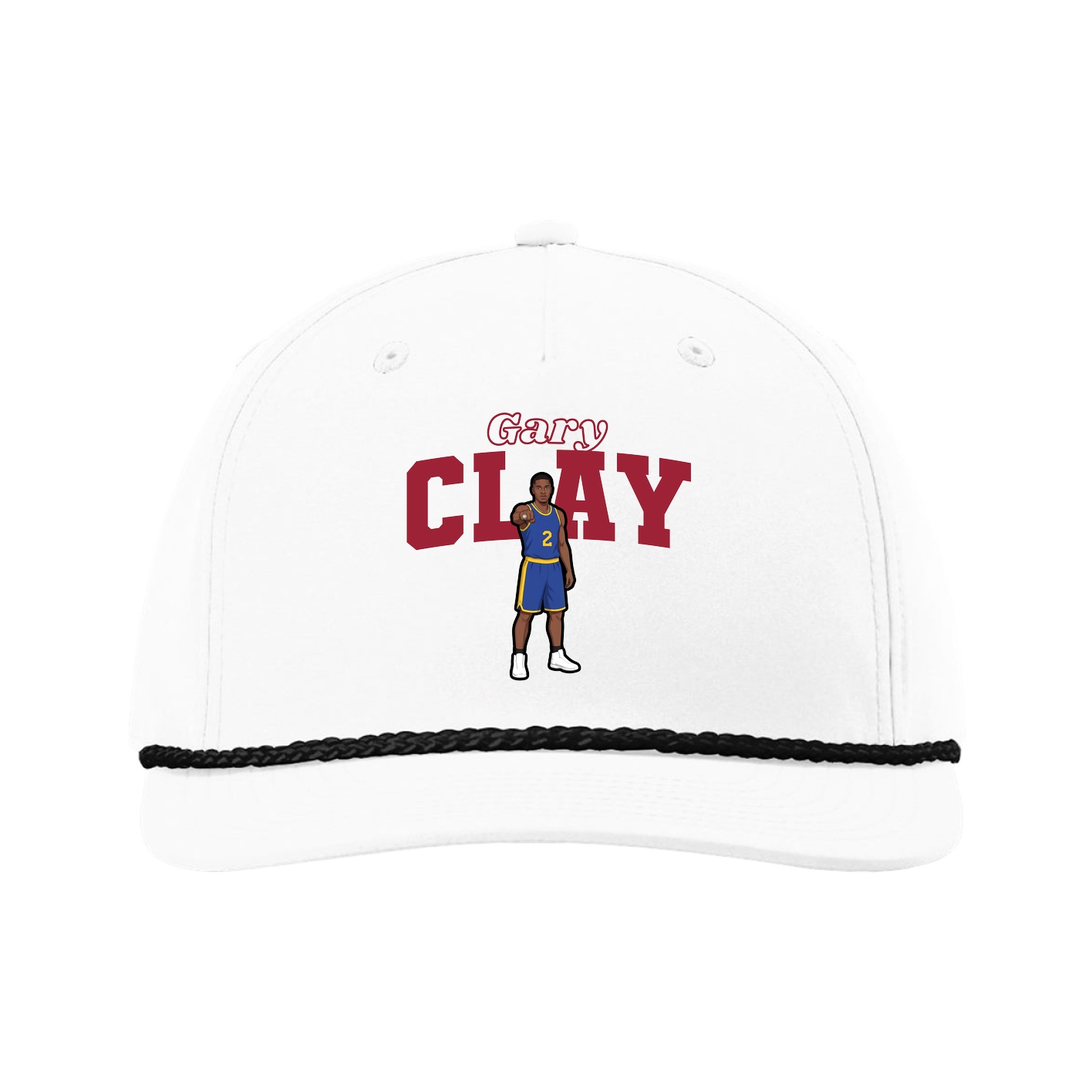 Five-Panel Classic Rope Cap — Name Arch in White