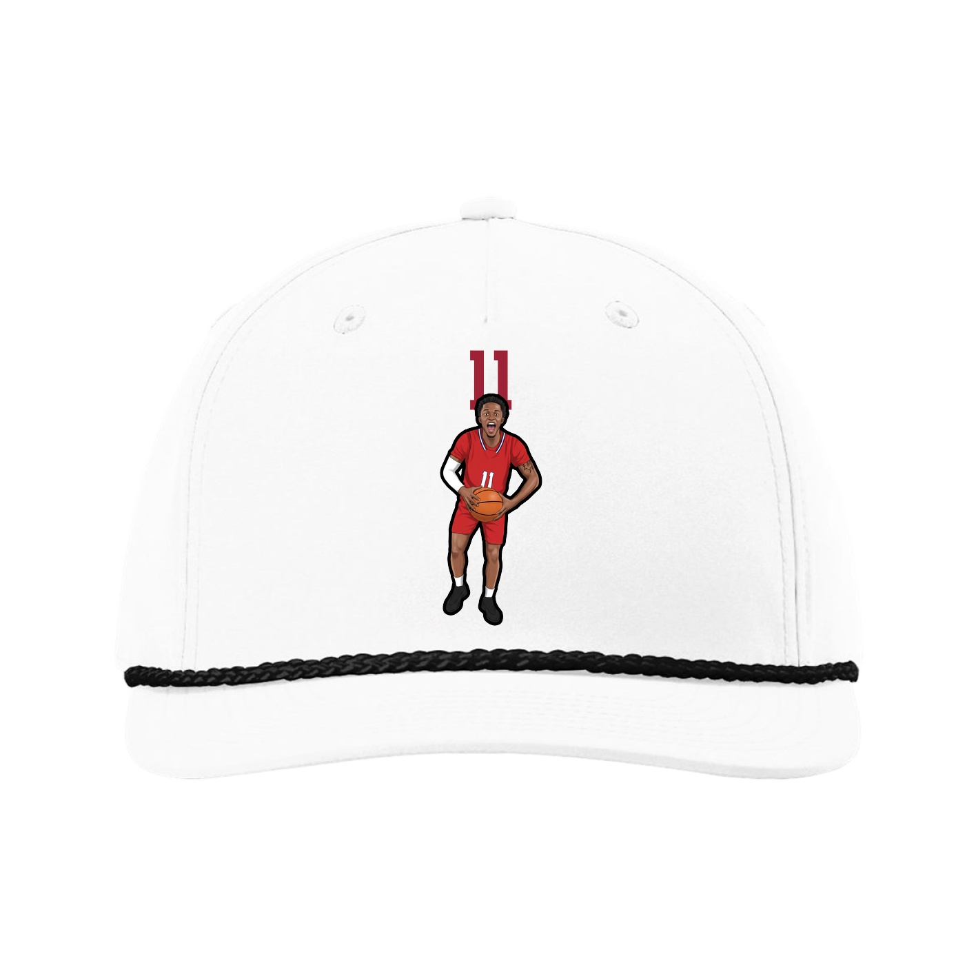 Five-Panel Classic Rope Cap — Number Top in White