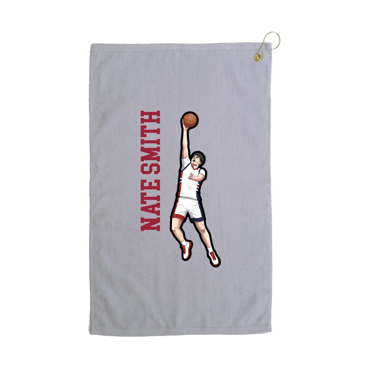 Golf Towel — Name Vertical in Grey