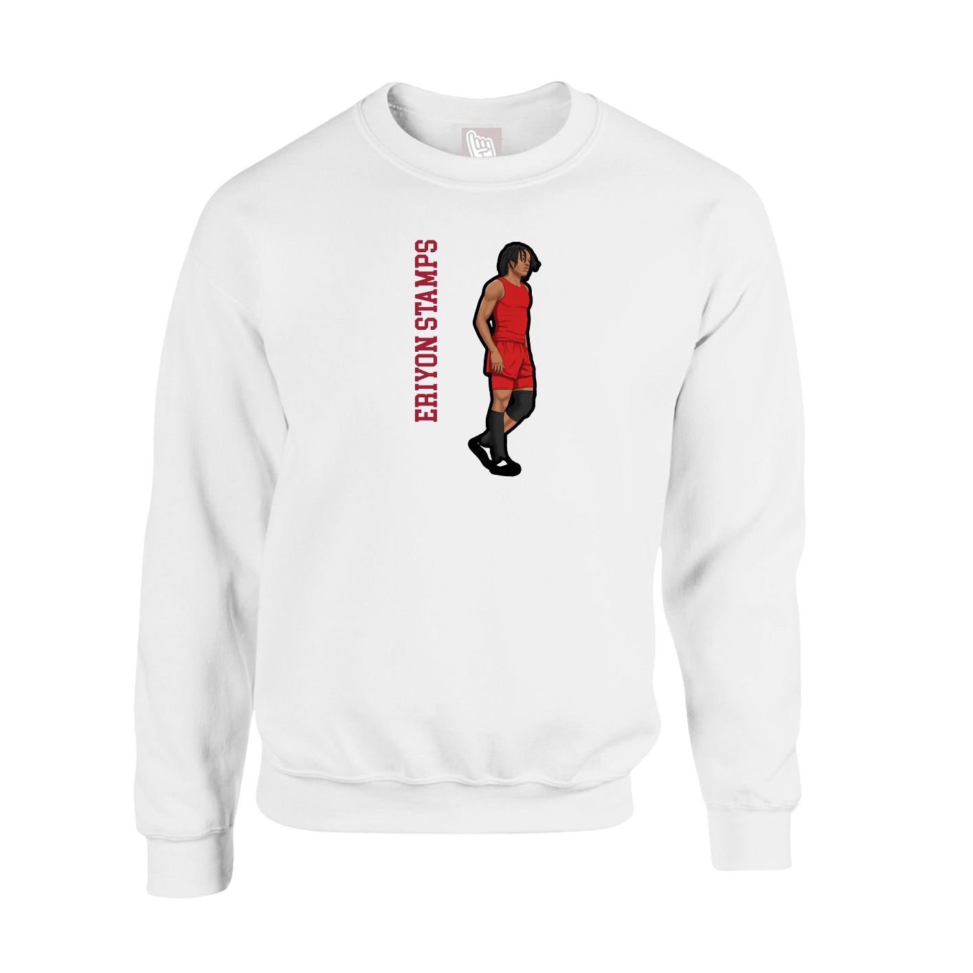 Fleece Crew — Name Vertical in White