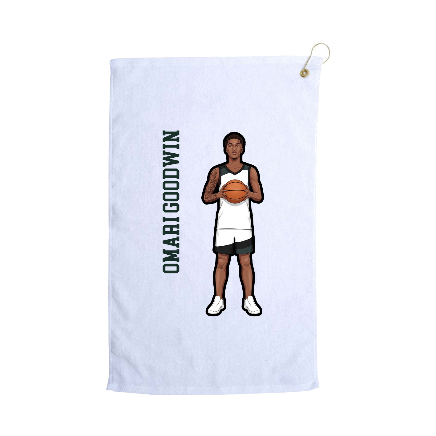 Golf Towel — Name Vertical in White