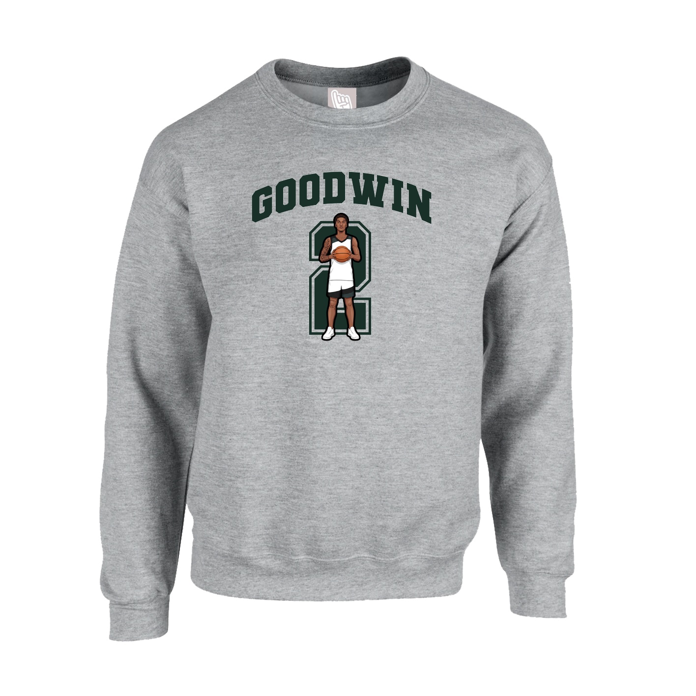 Fleece Crew — Number in Grey
