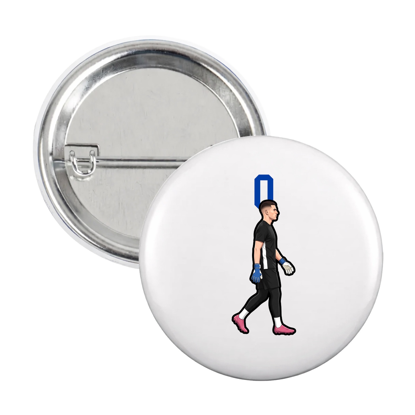 Game Day Button — Number Top in White