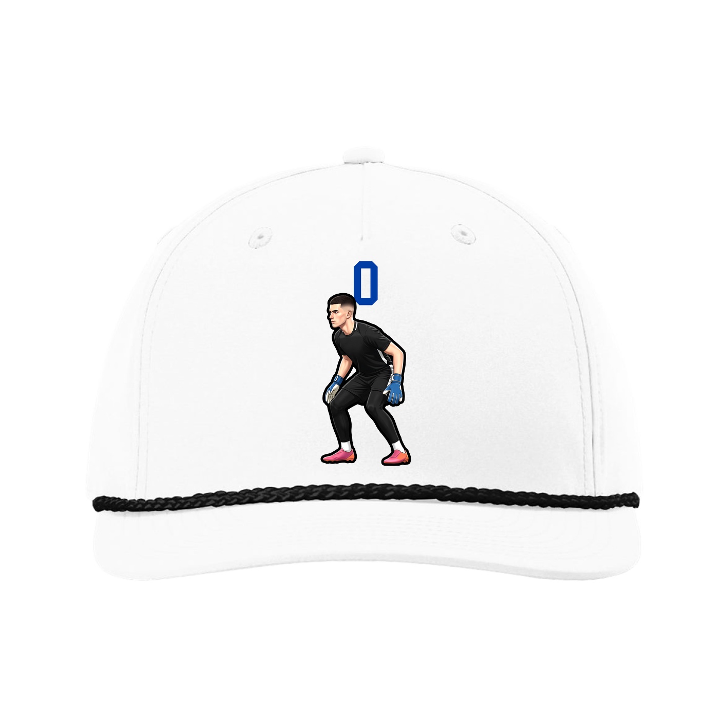 Five-Panel Classic Rope Cap — Number Top in White