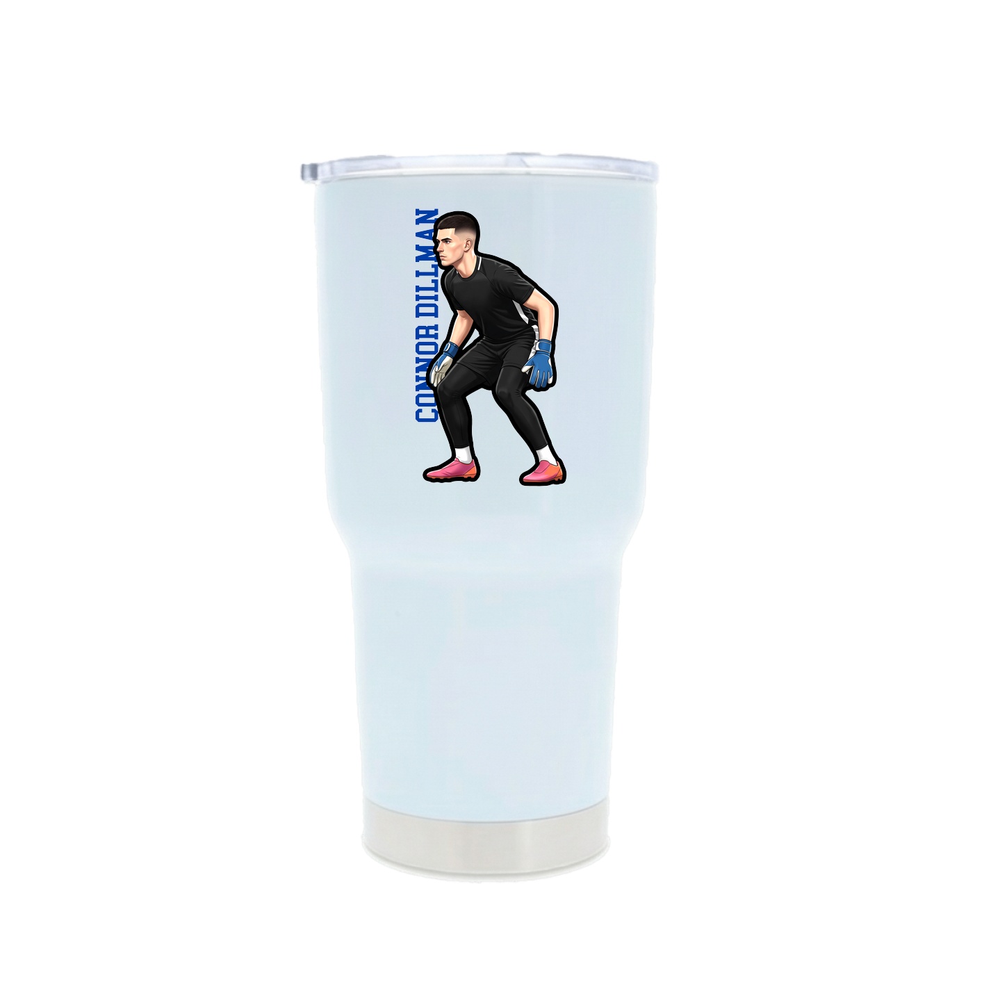 30oz Stainless Steel Tumbler — Name Vertical in White