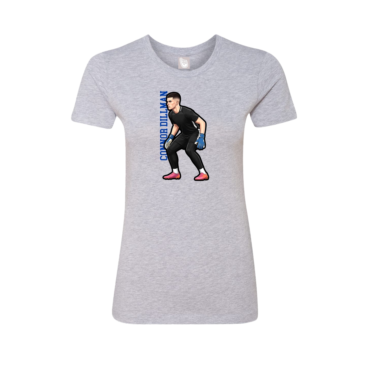 Fitted Women's Tee — Name Vertical in Grey