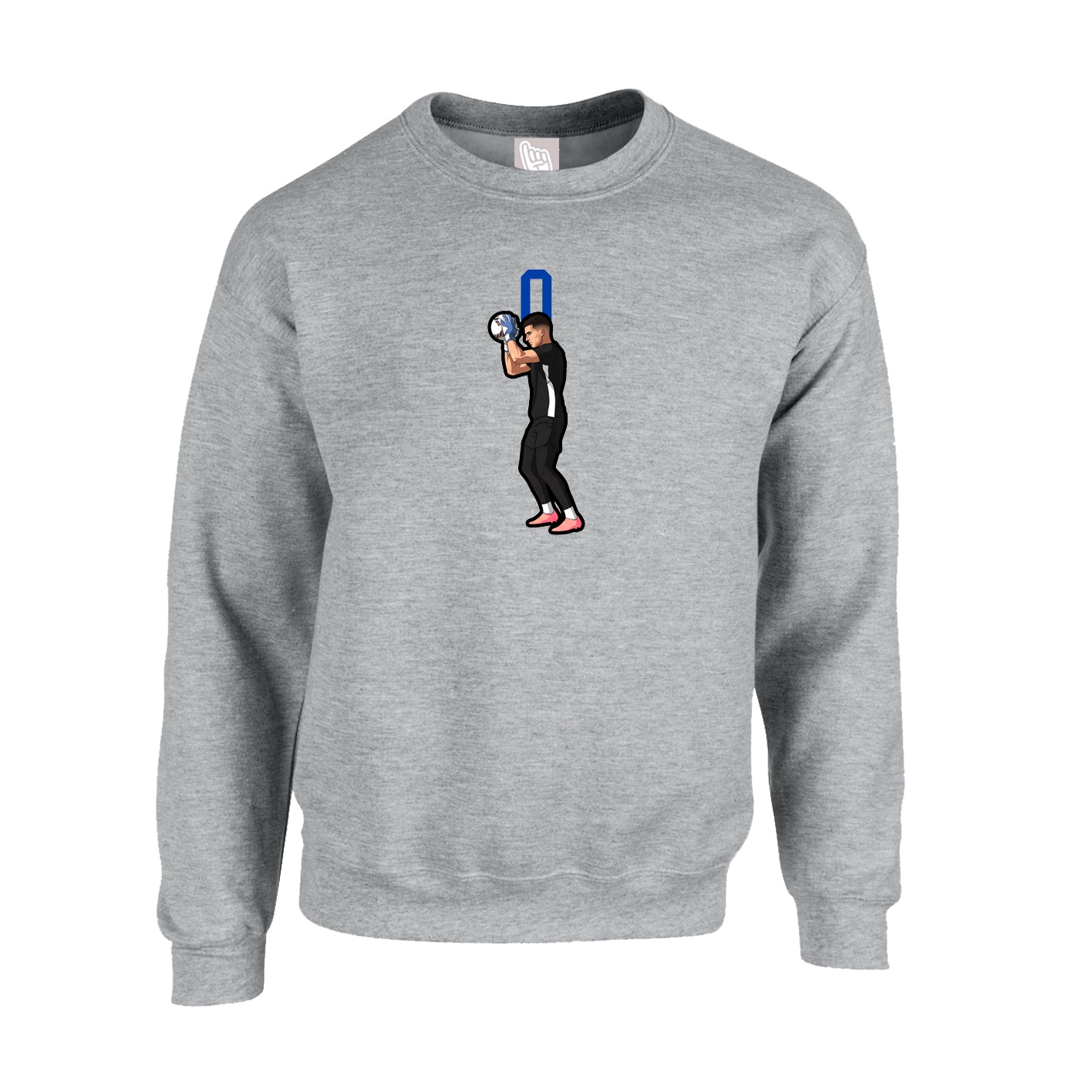 Fleece Crew — Number Top in Grey