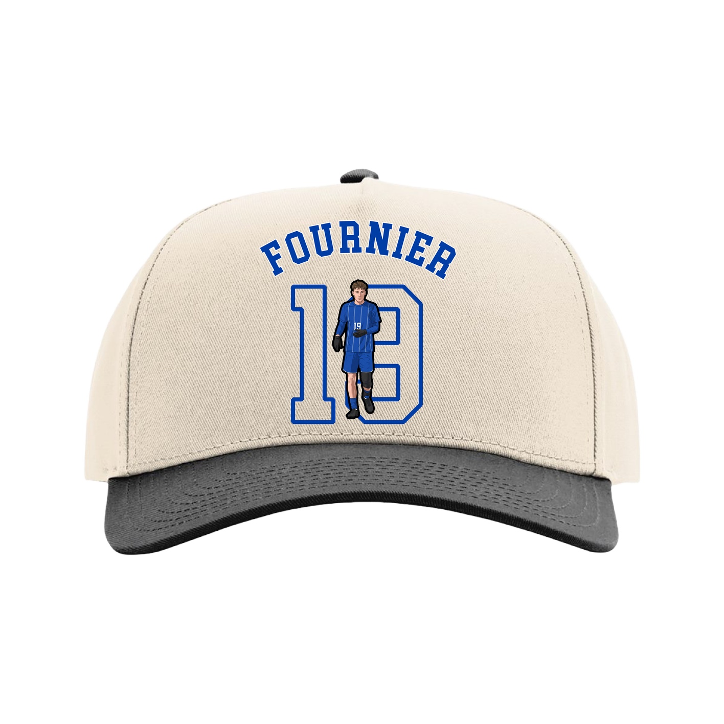 Full Fabric Five-Panel Champ Cap — Shirsey Arch in Cream/Black