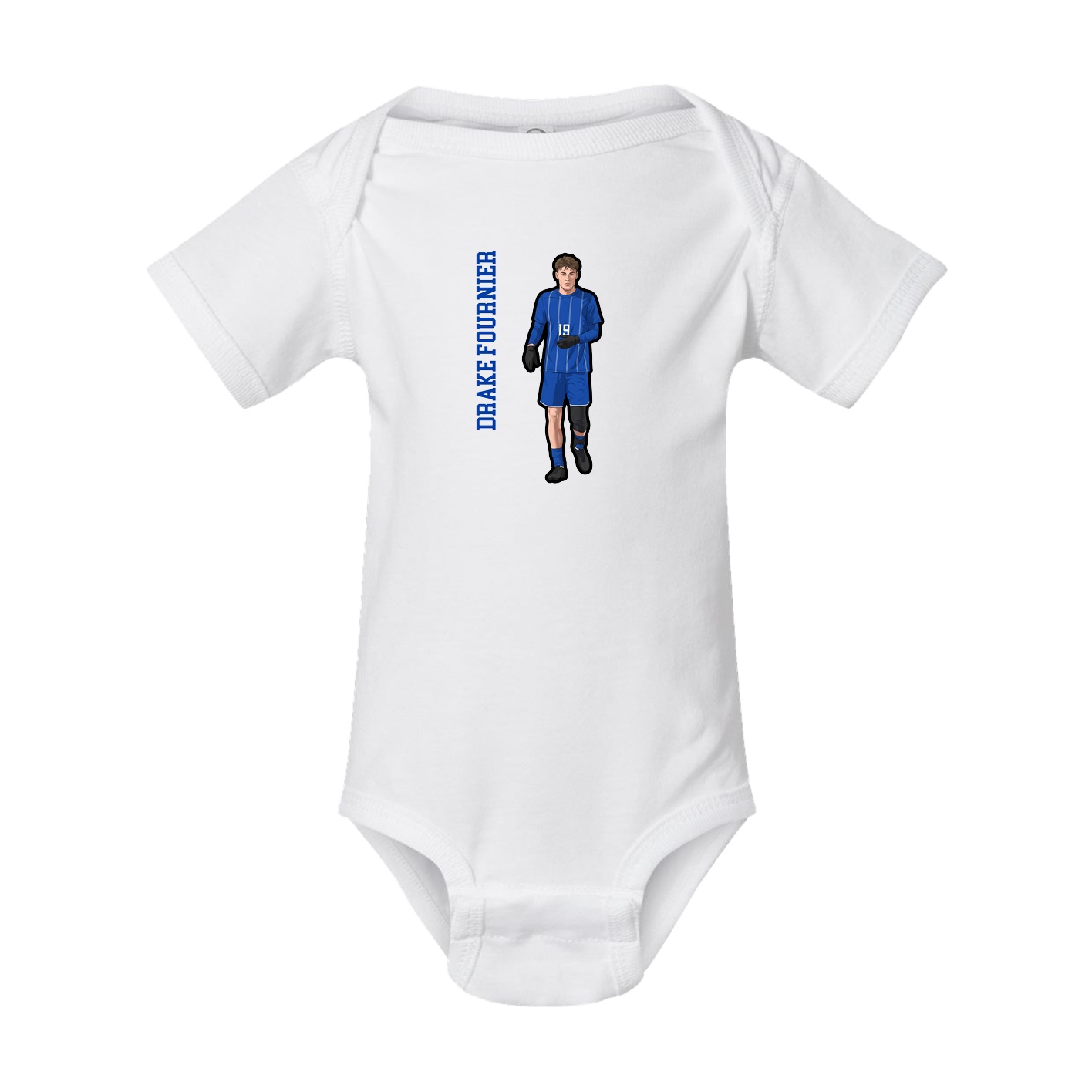 Baby Onesie — Name Vertical in White