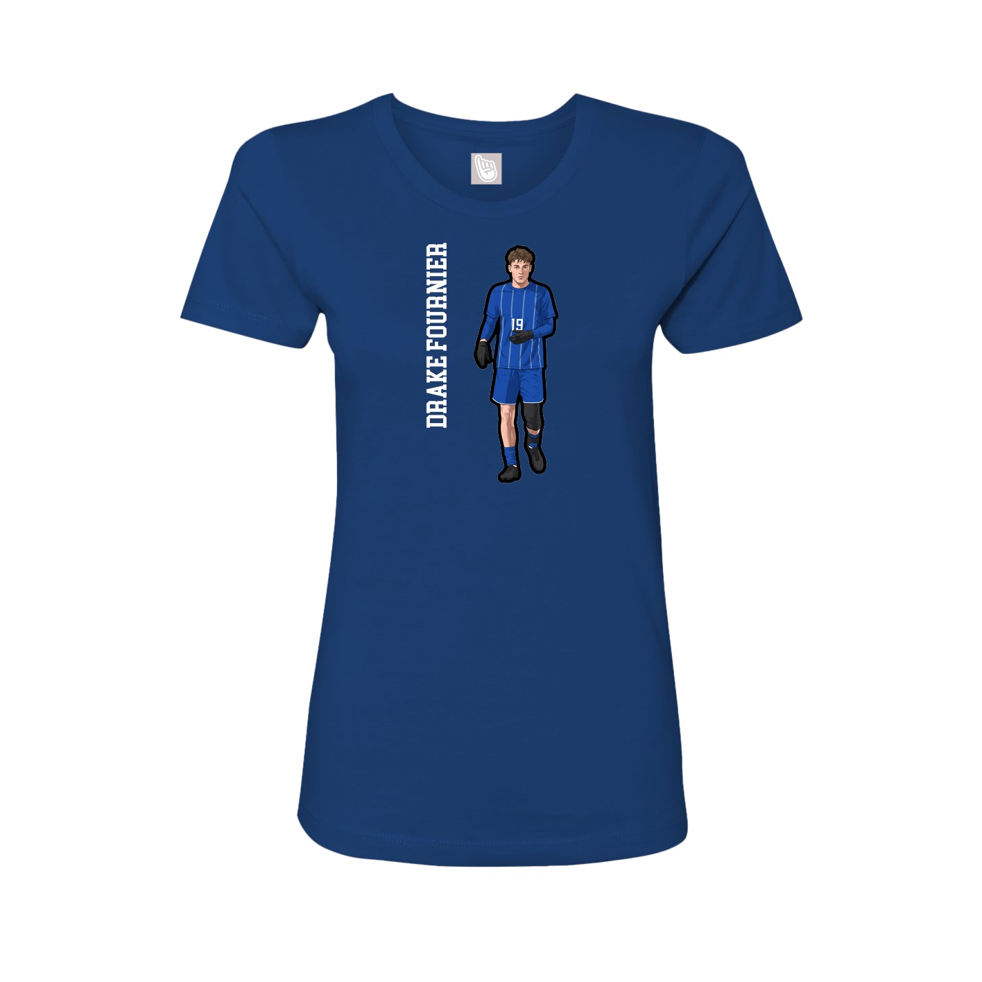 Fitted Women's Tee — Name Vertical in Royal