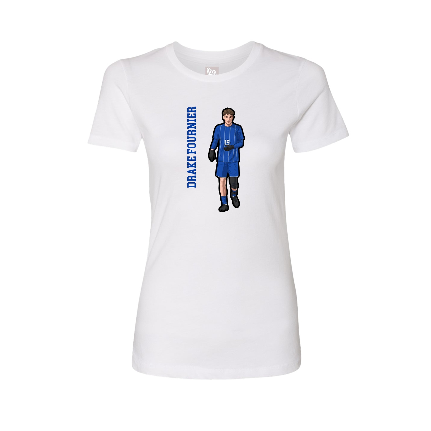 Womens Tee — Name Vertical in White