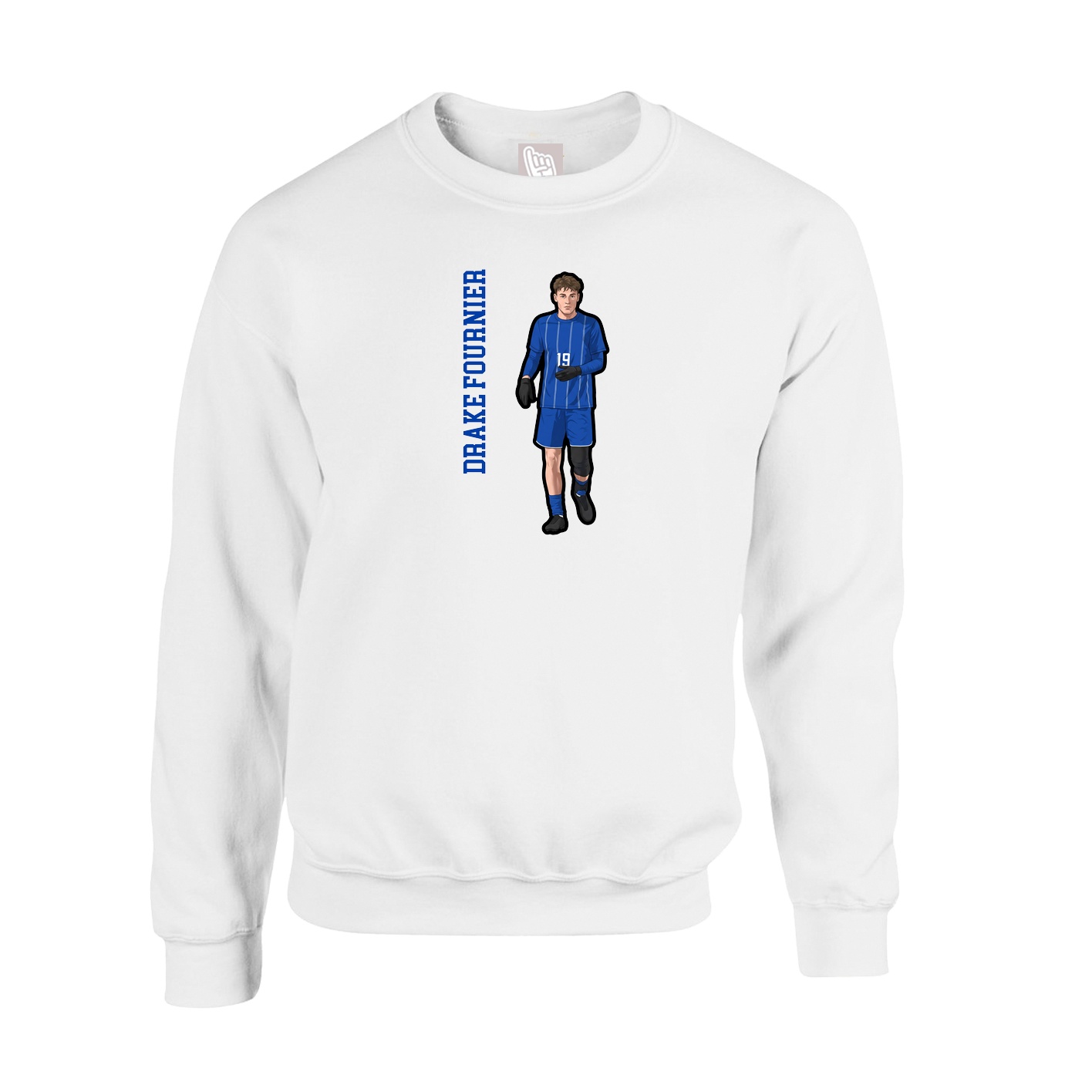 Fleece Crew — Name Vertical in White
