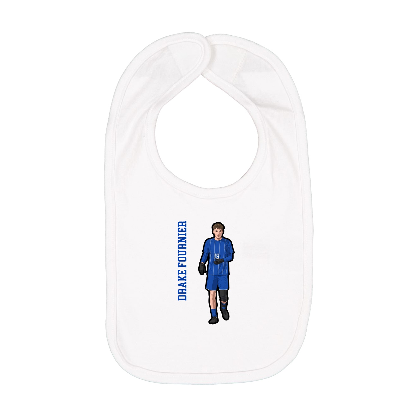 Infant Bib — Name Vertical in White