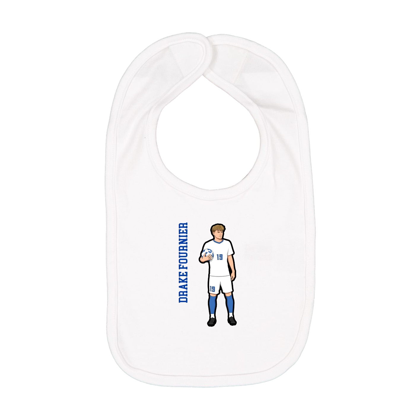 Infant Bib — Name Vertical in White