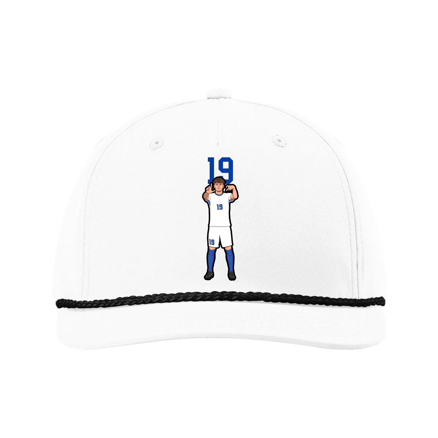 Five-Panel Classic Rope Cap — Number Top in White