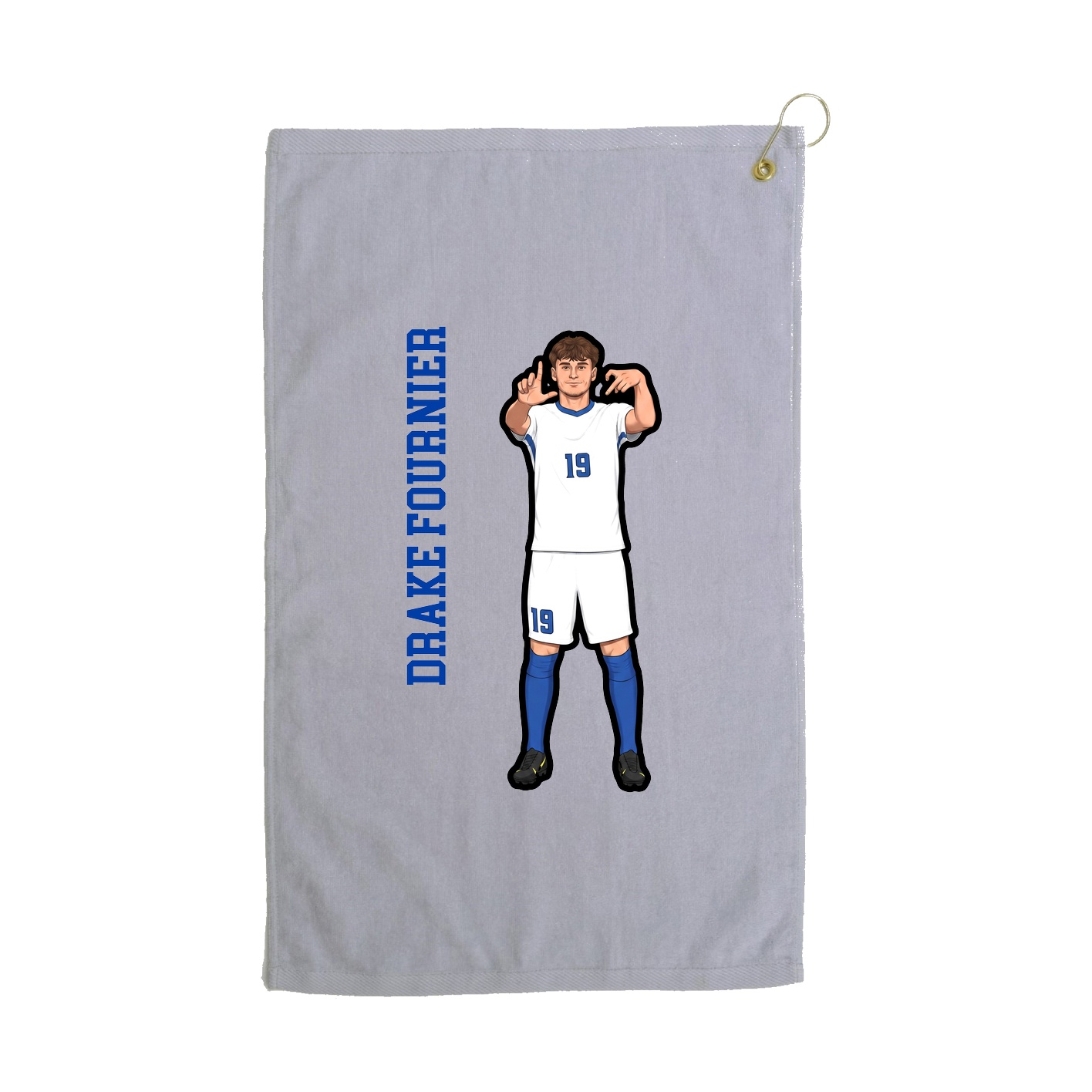 Golf Towel — Name Vertical in Grey