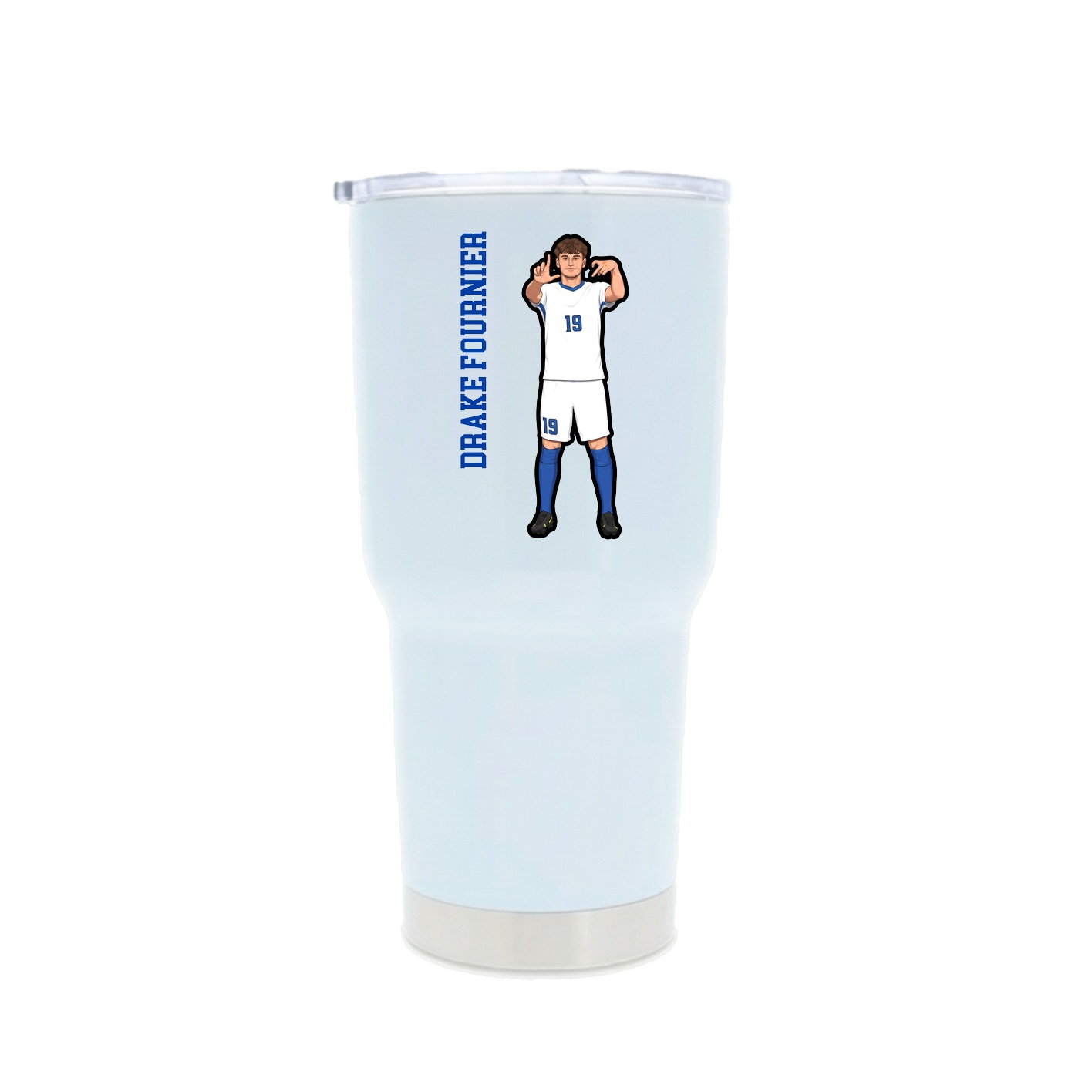30oz Stainless Steel Tumbler — Name Vertical in White