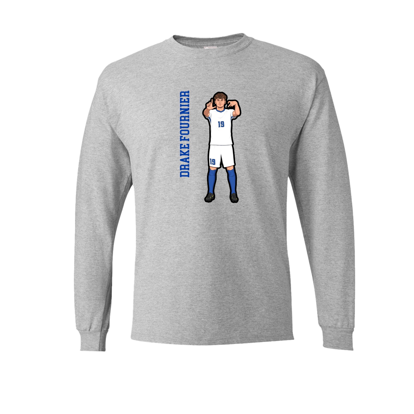 Long Sleeve Tee — Name Vertical in Grey