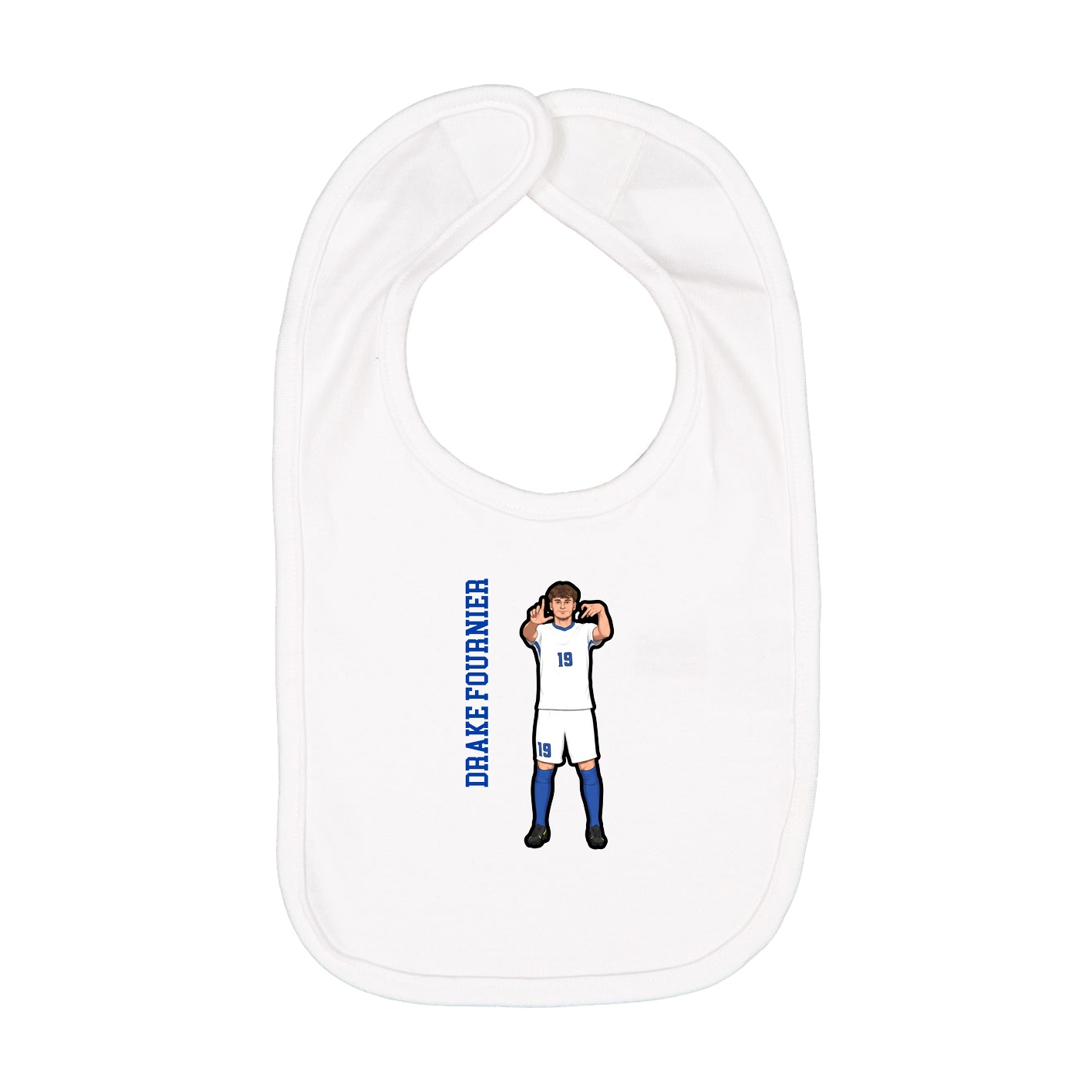 Infant Bib — Name Vertical in White