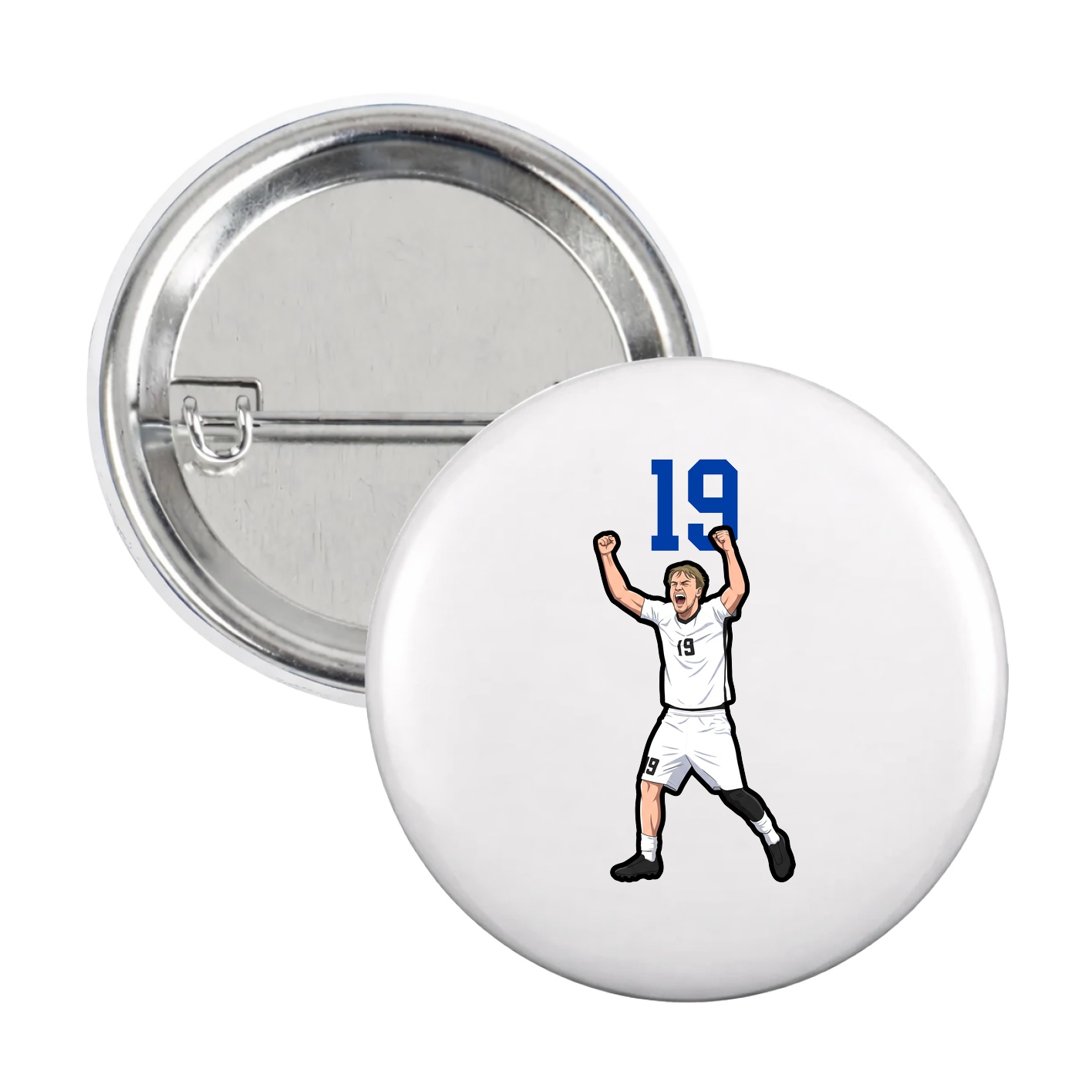 Game Day Button — Number Top in White