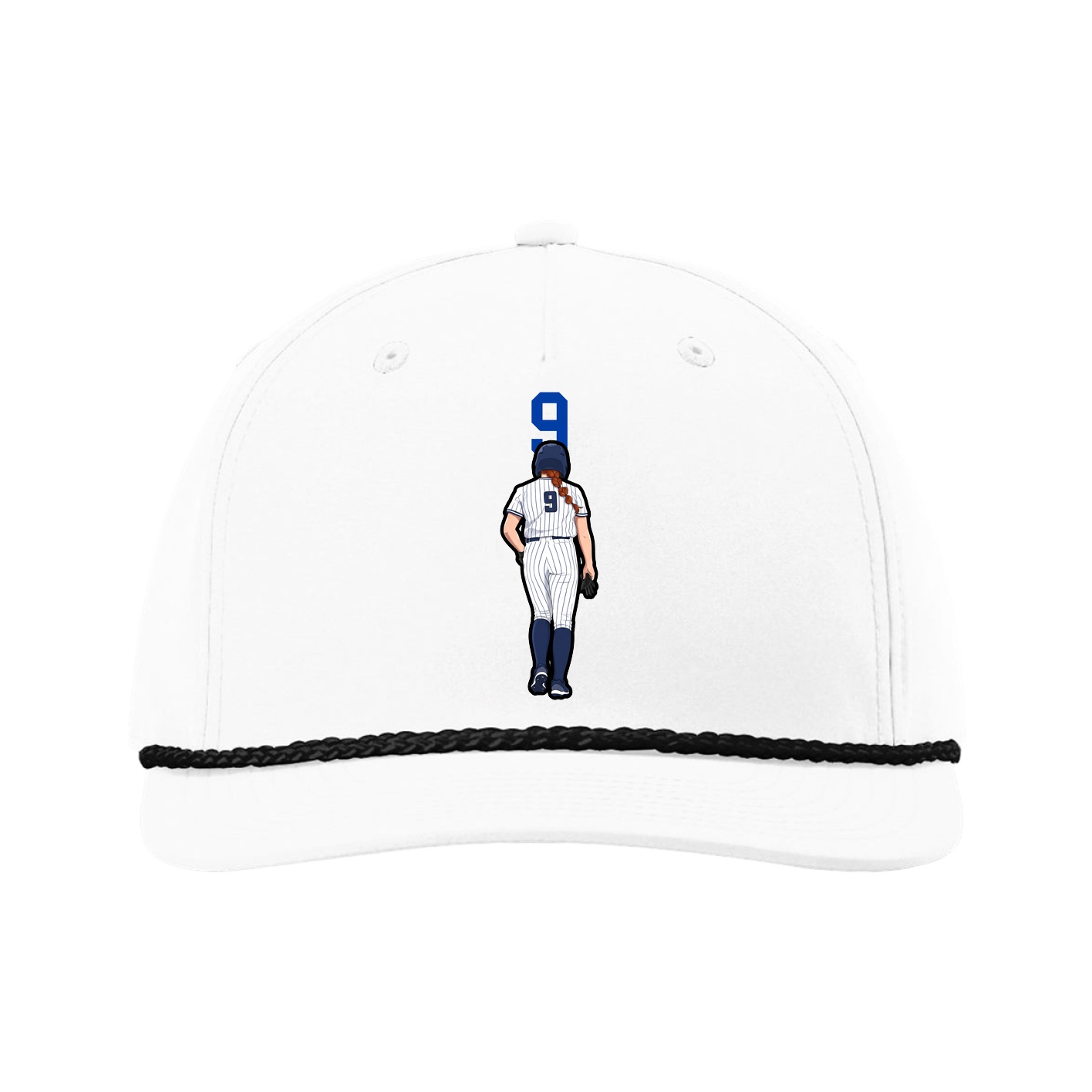 Five-Panel Classic Rope Cap — Number Top in White