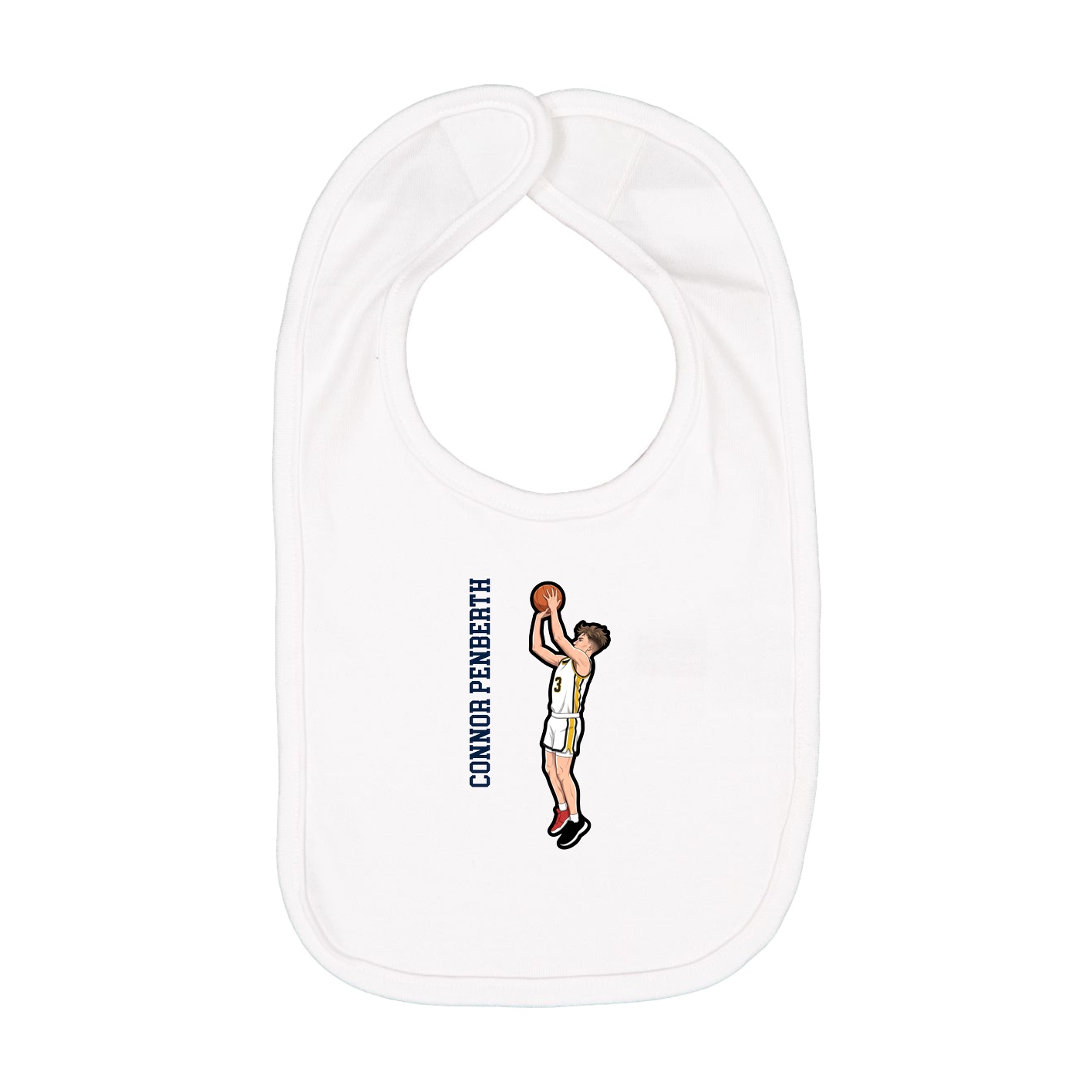Infant Bib — Name Vertical in White