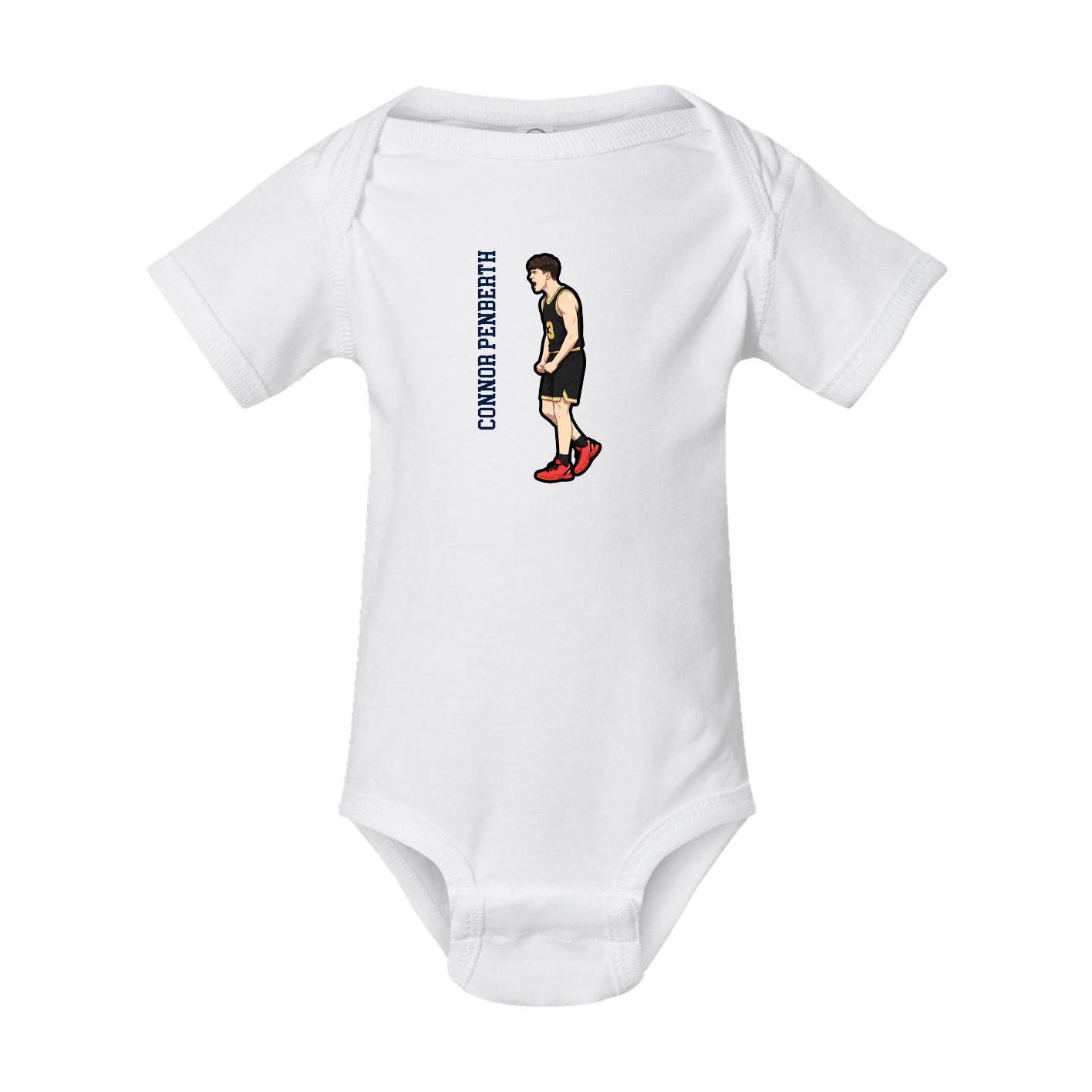 Baby Onesie — Name Vertical in White