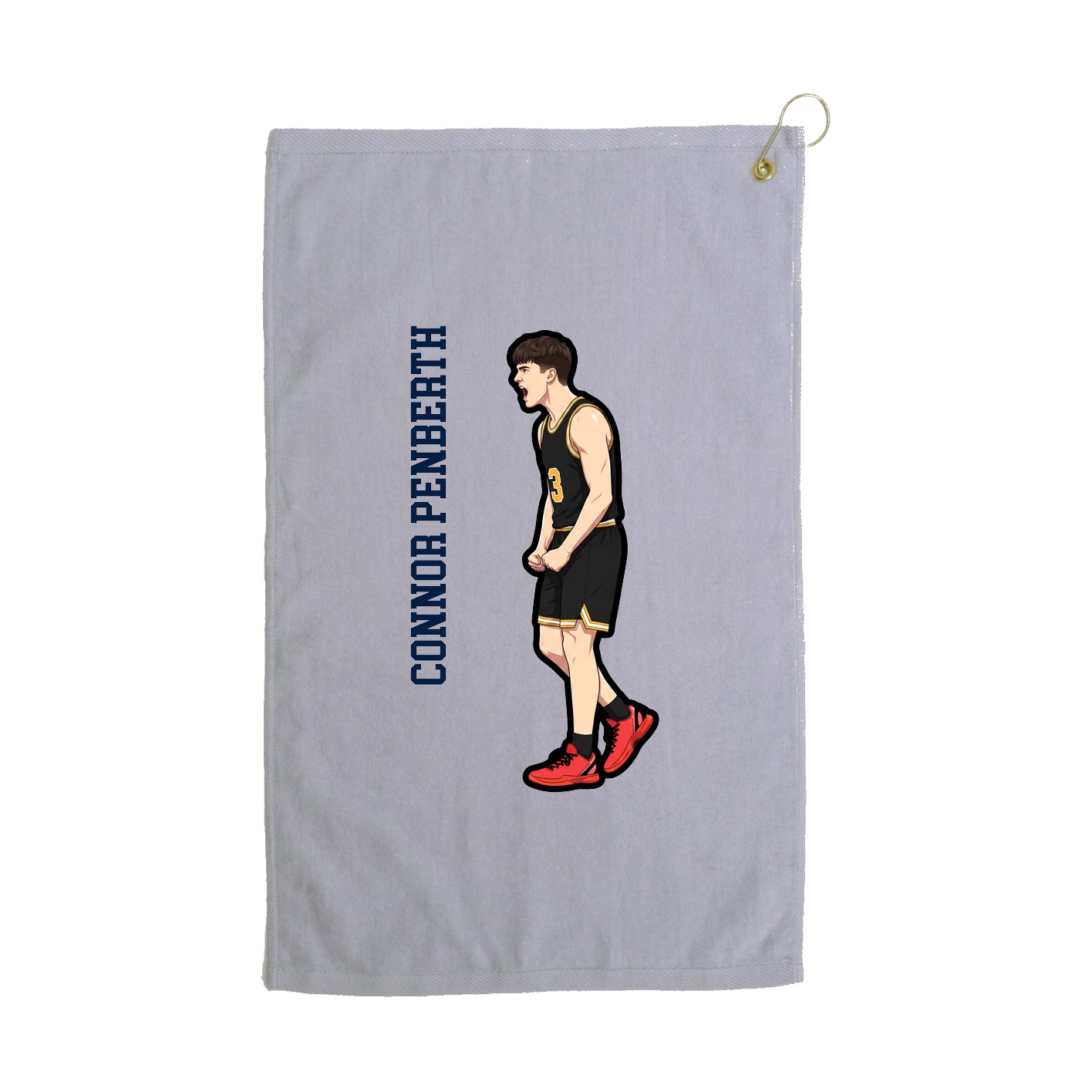 Golf Towel — Name Vertical in Grey