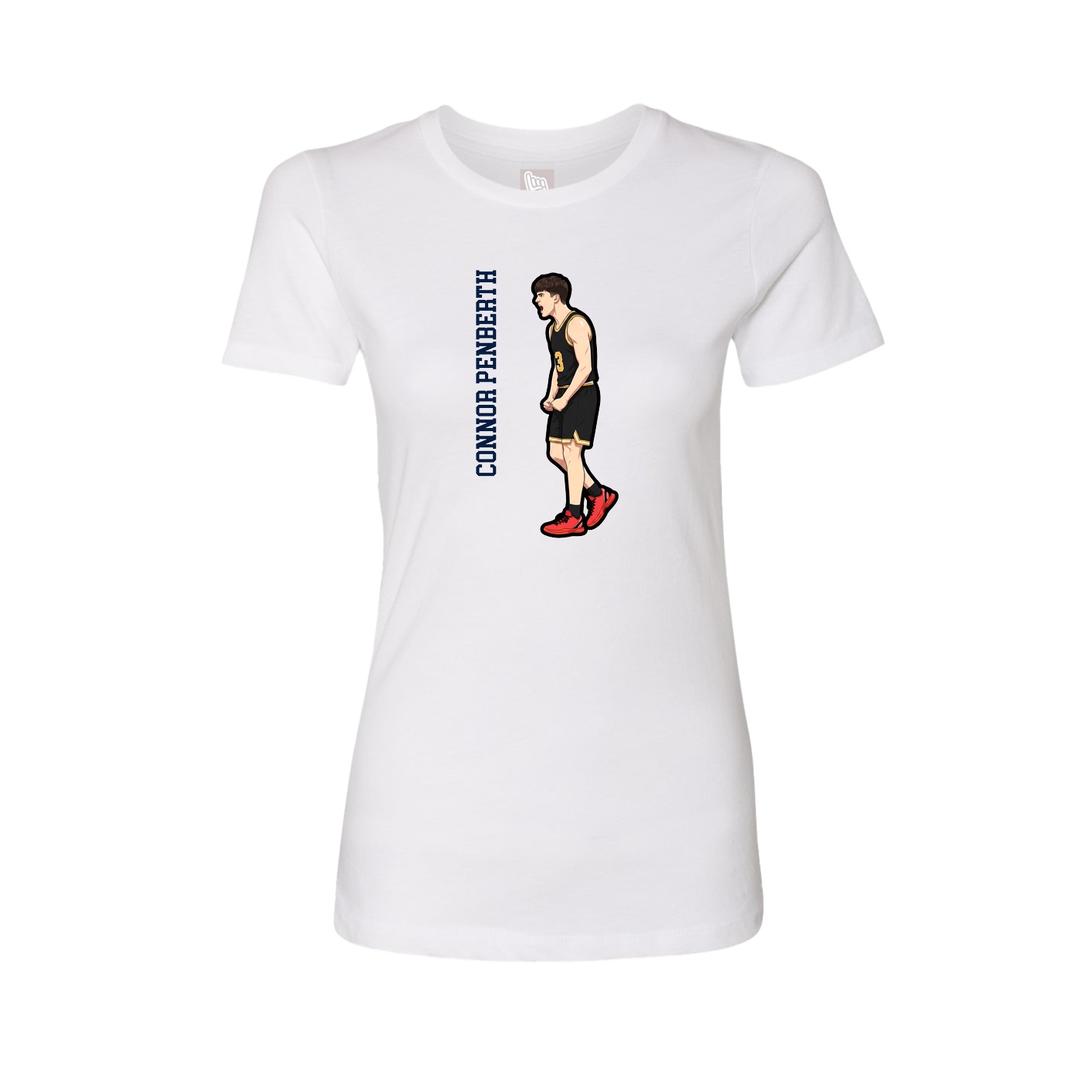 Womens Tee — Name Vertical in White