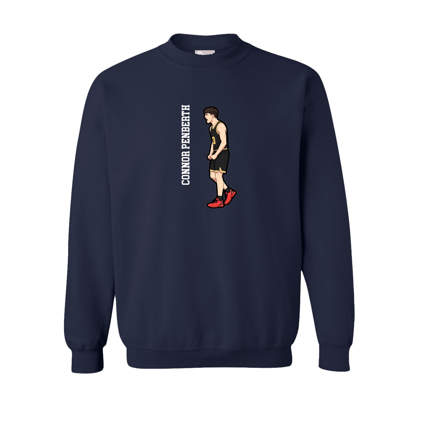 Fleece Crew — Name Vertical in Navy