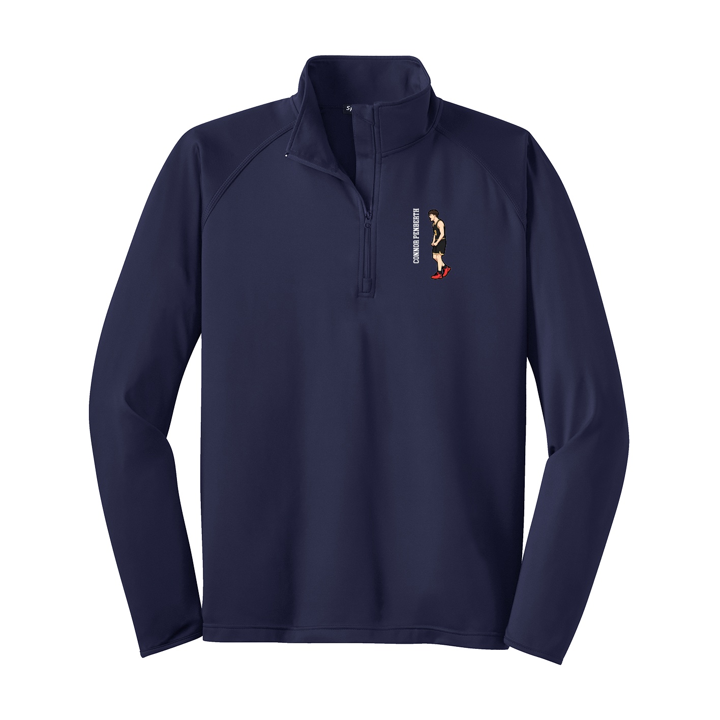 Q-Zip Pullover — Name Vertical in Navy