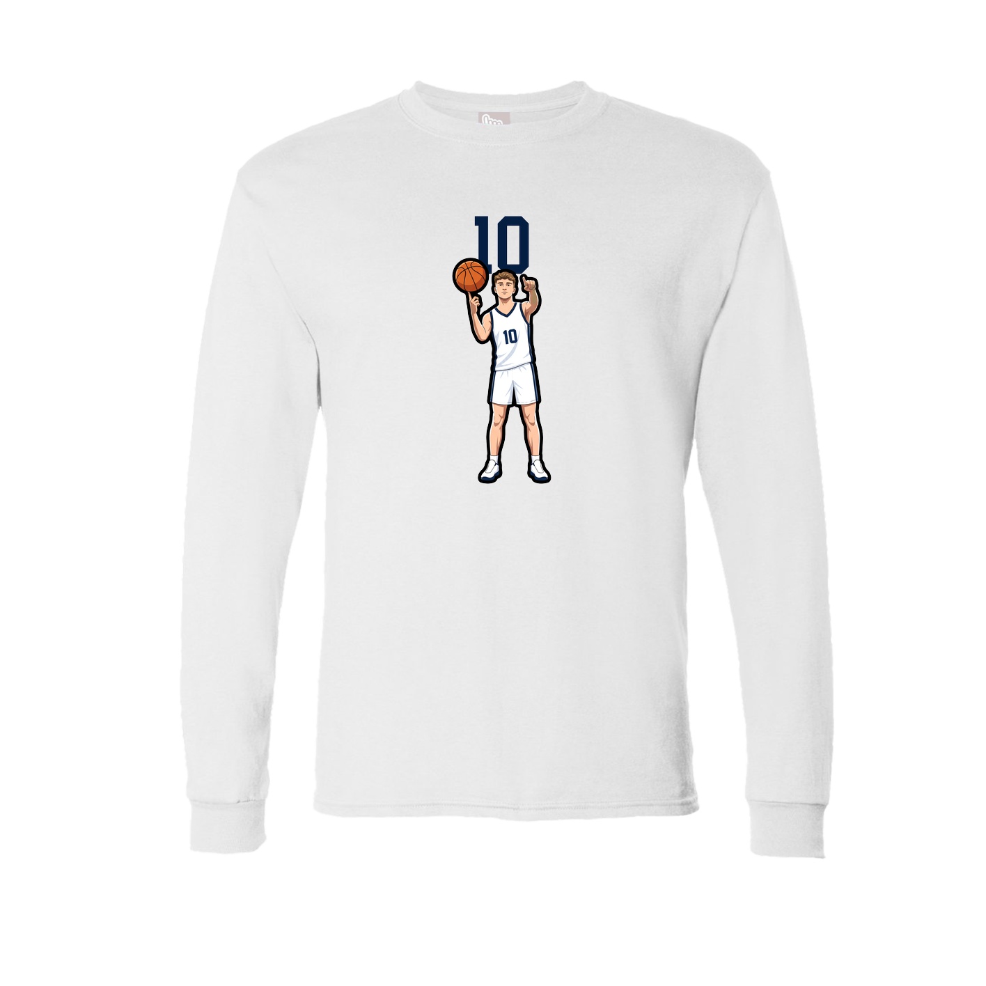 Long Sleeve Tee — Number Top in White