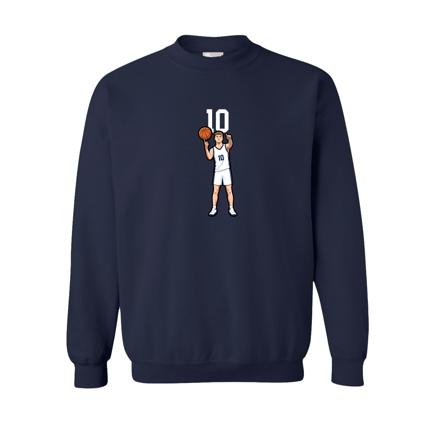 Fleece Crew — Number Top in Navy