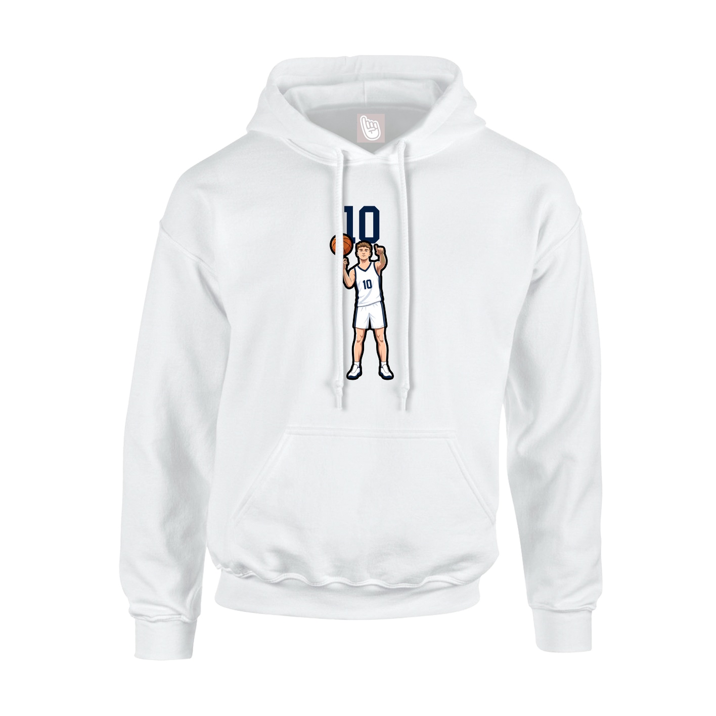 Youth Hoodie — Number Top in White