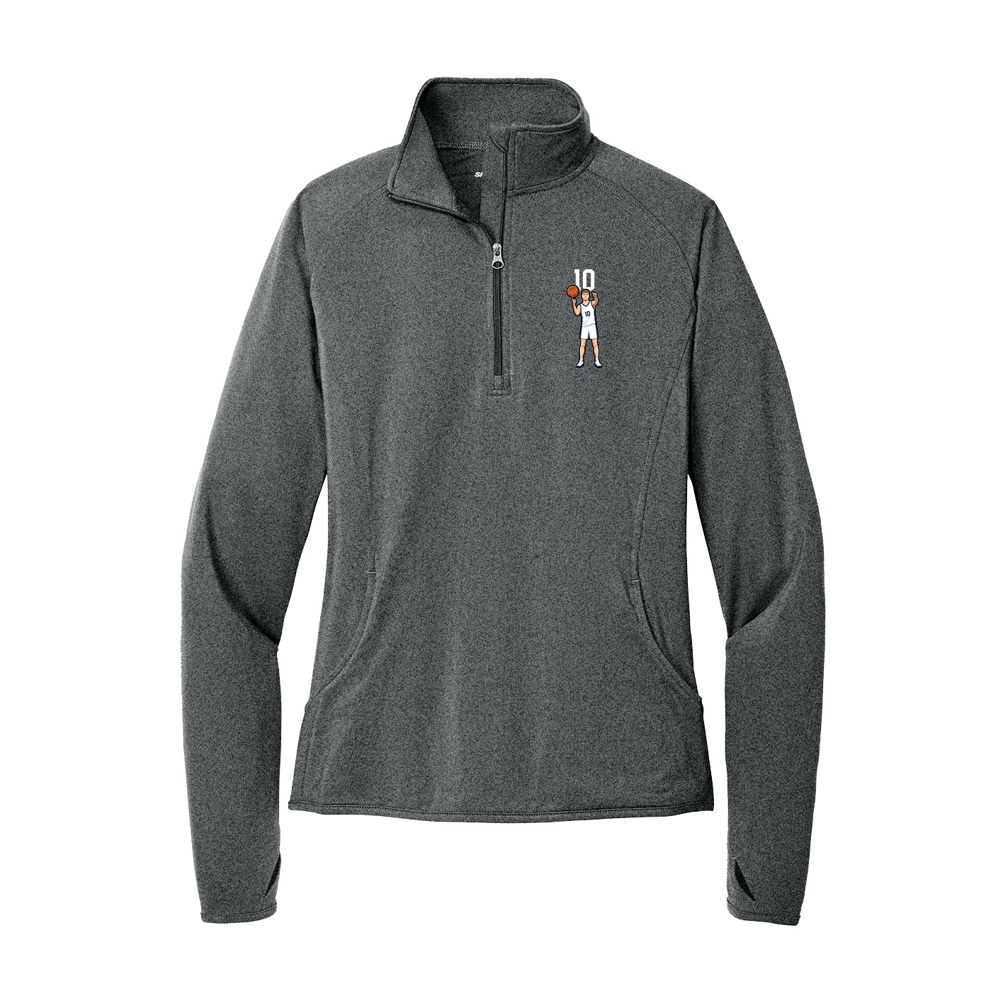 Women's Q-Zip Pullover — Number Top in Grey