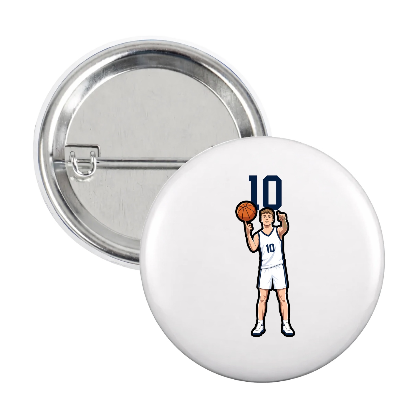 Game Day Button — Number Top in White