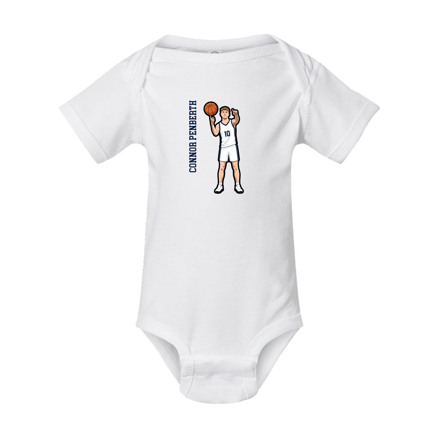 Baby Onesie — Name Vertical in White