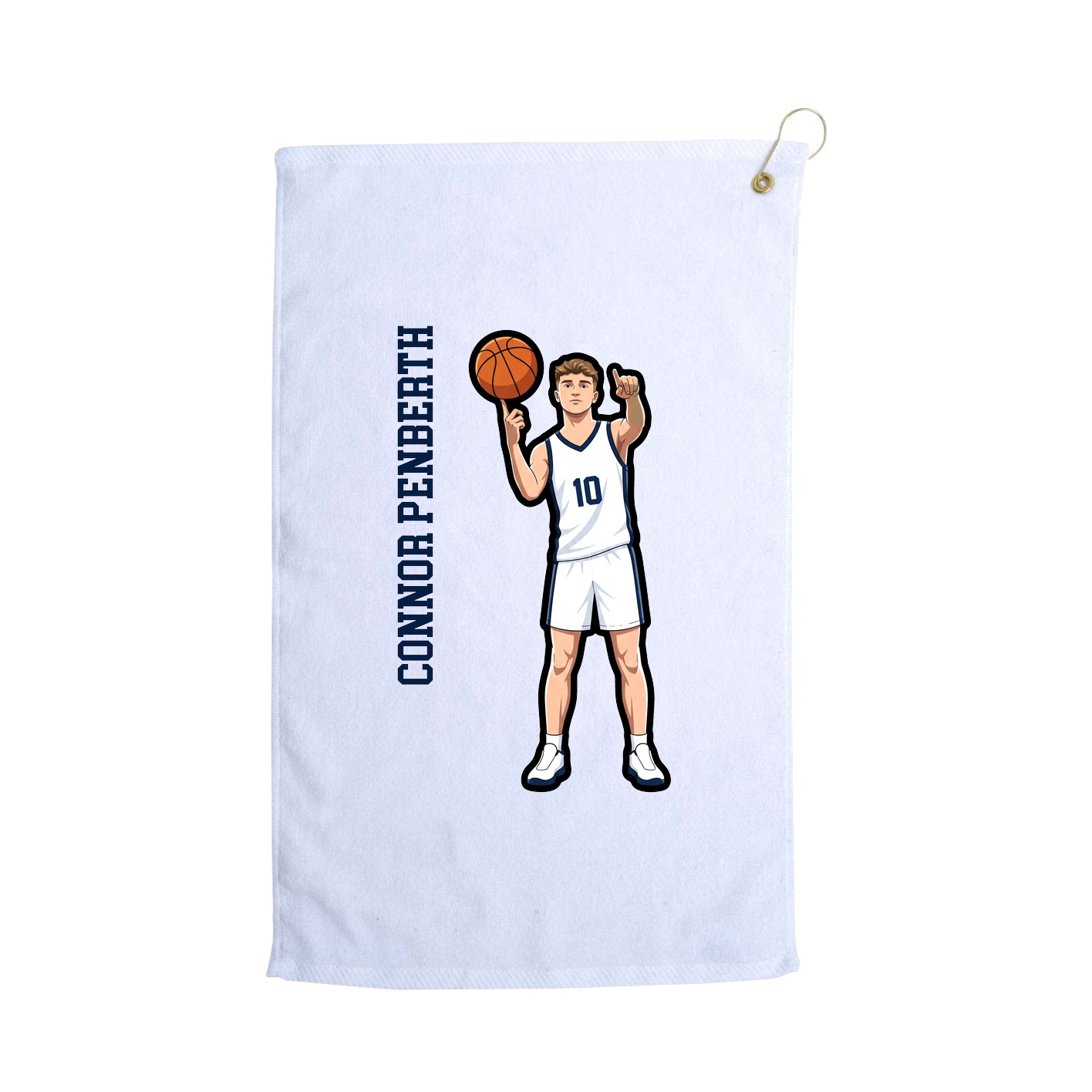 Golf Towel — Name Vertical in White