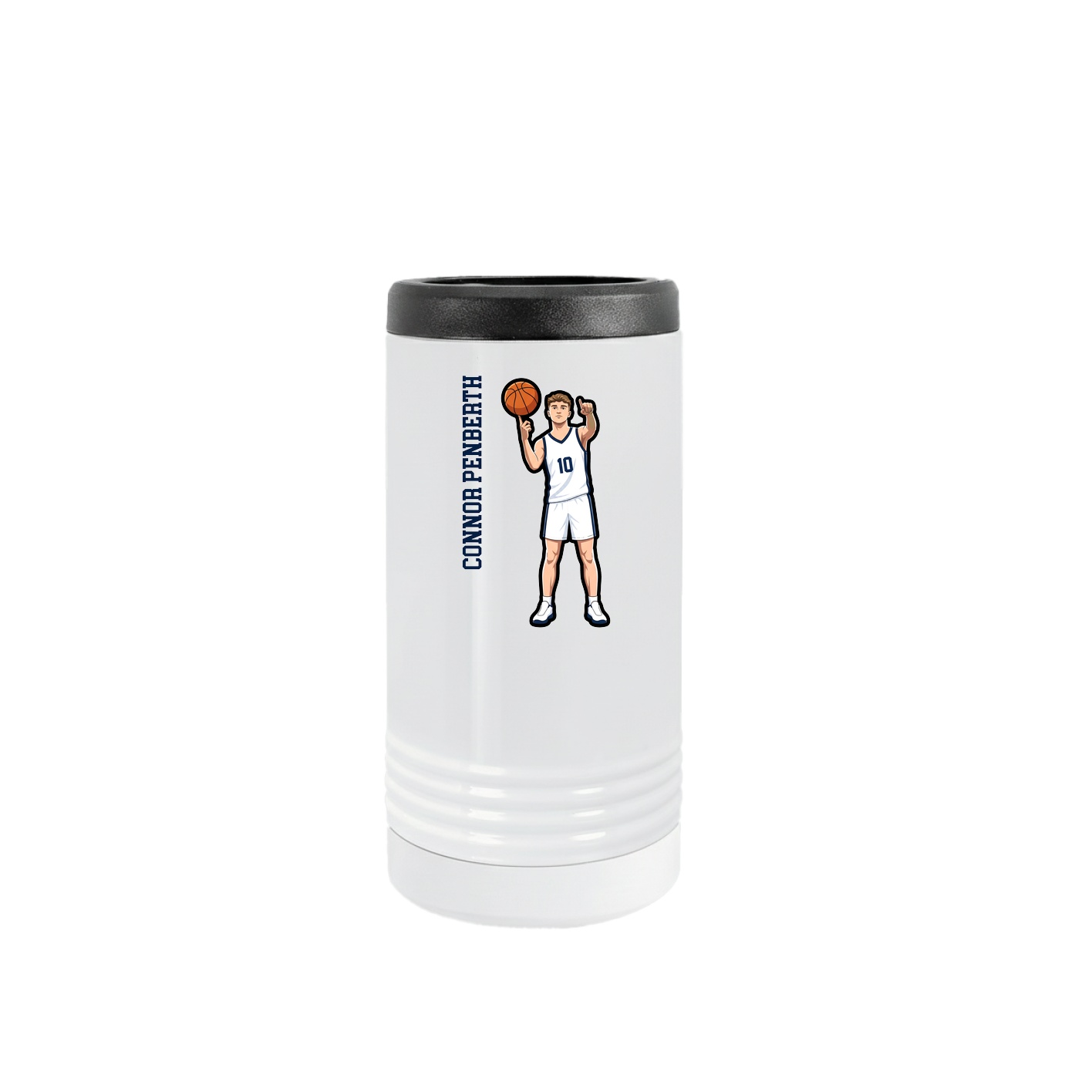 Slim Beverage Holder — Name Vertical in White