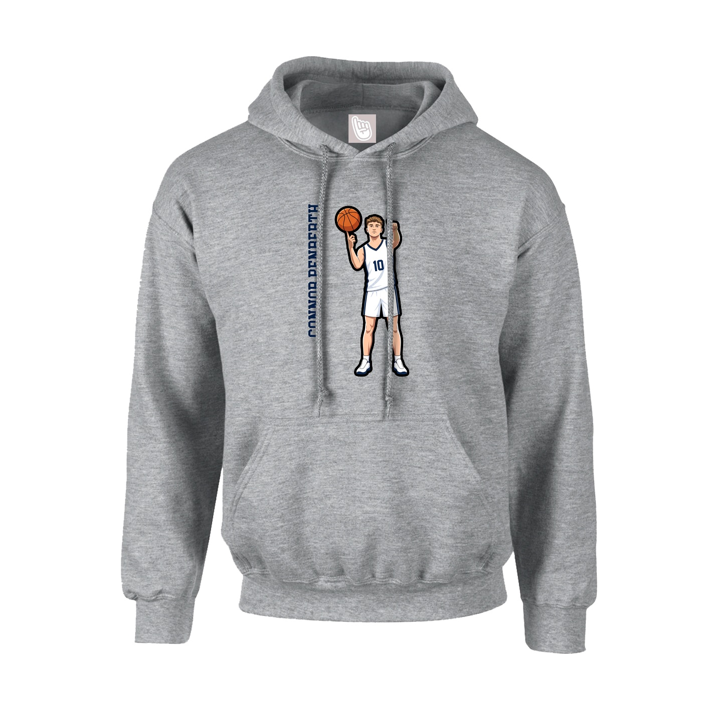 Hoodie — Name Vertical in Grey