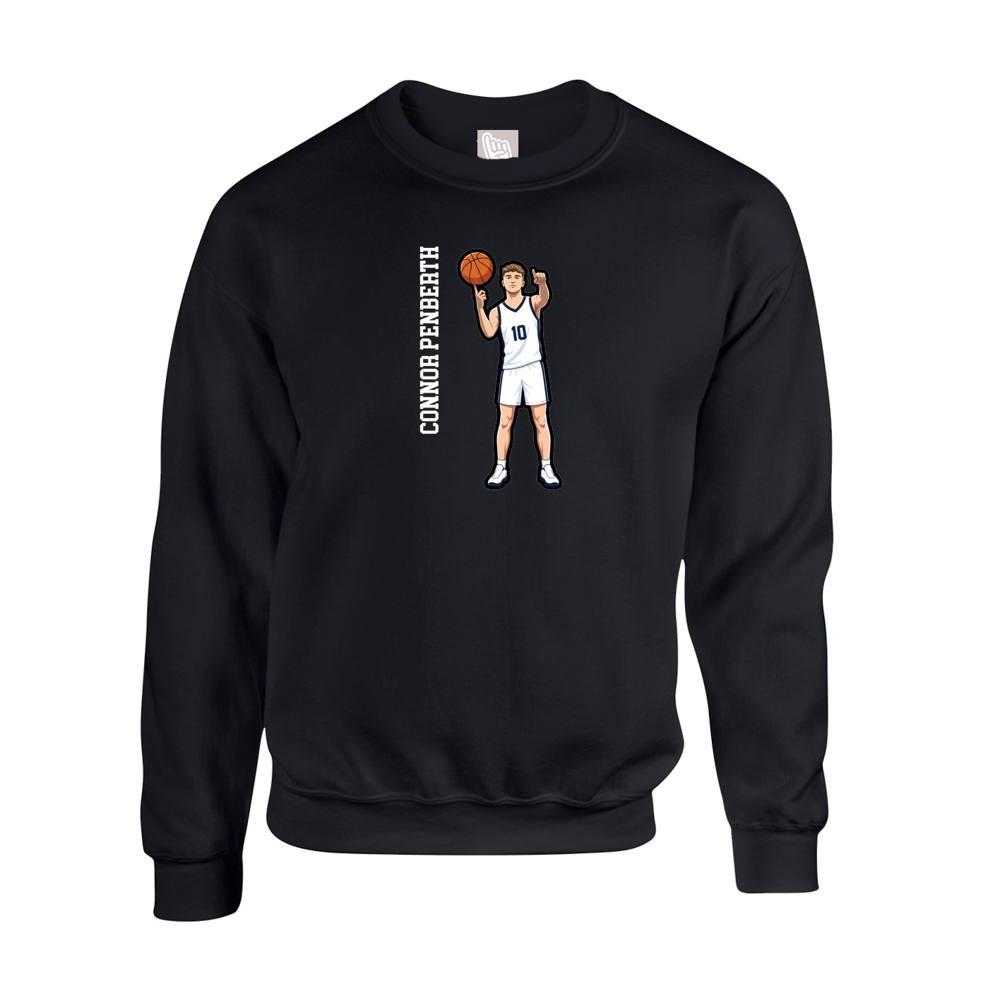 Fleece Crew — Name Vertical in Black