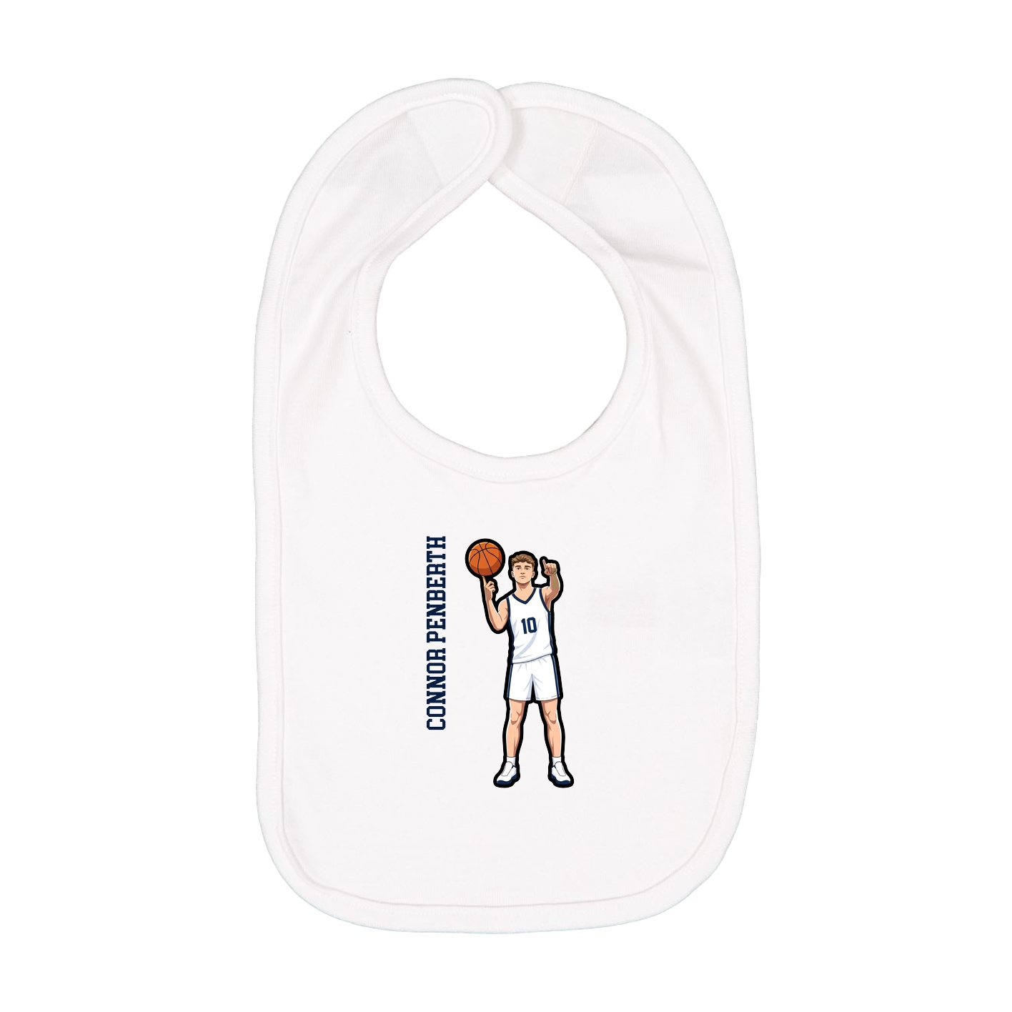 Infant Bib — Name Vertical in White