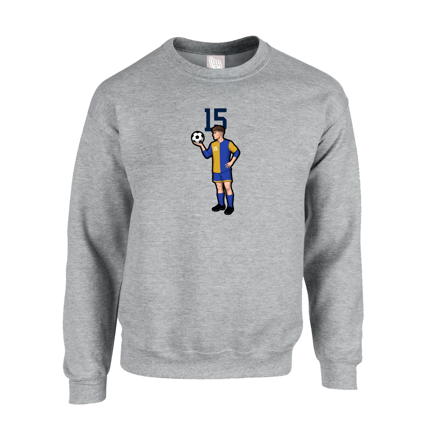 Fleece Crew — Number Top in Grey