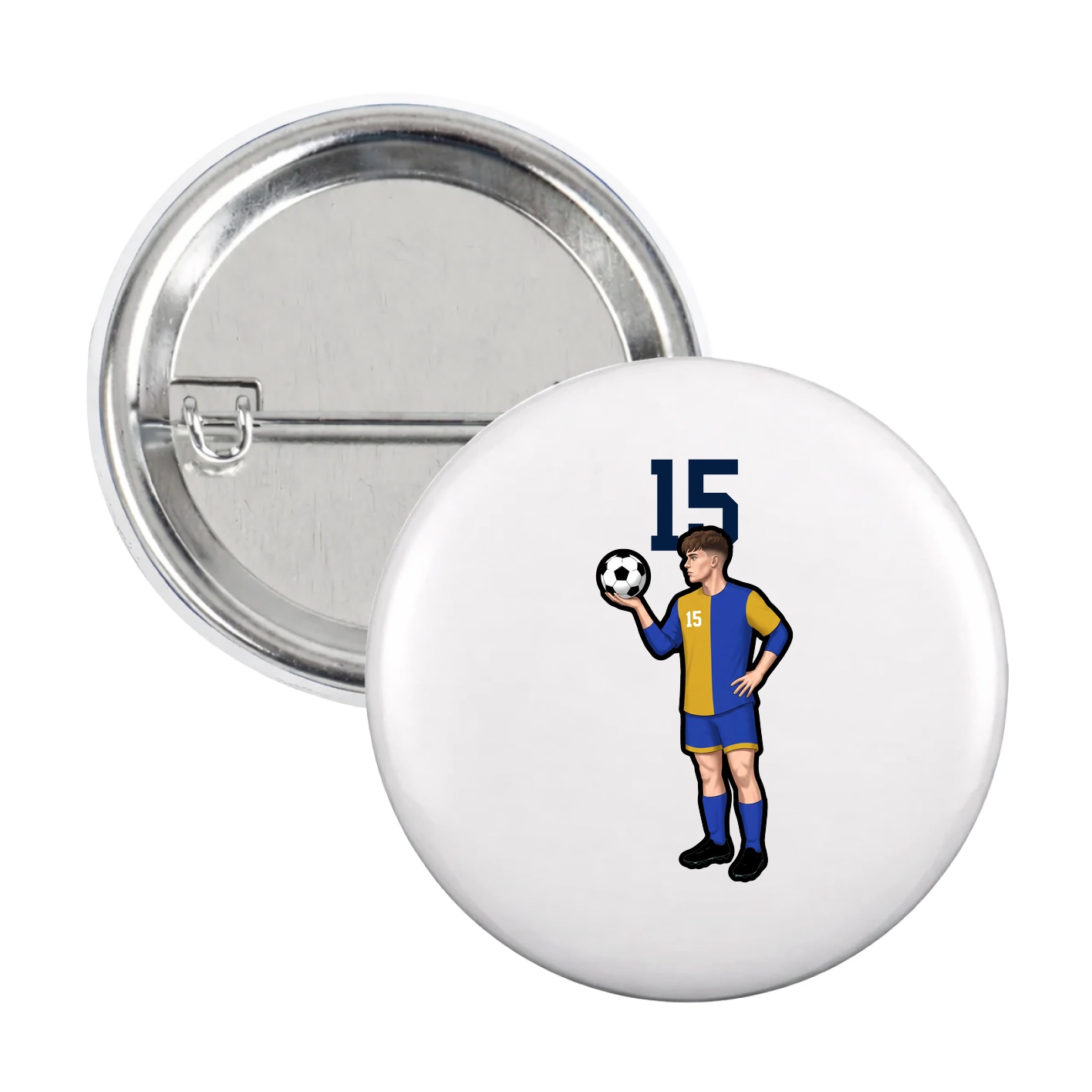 Game Day Button — Number Top in White