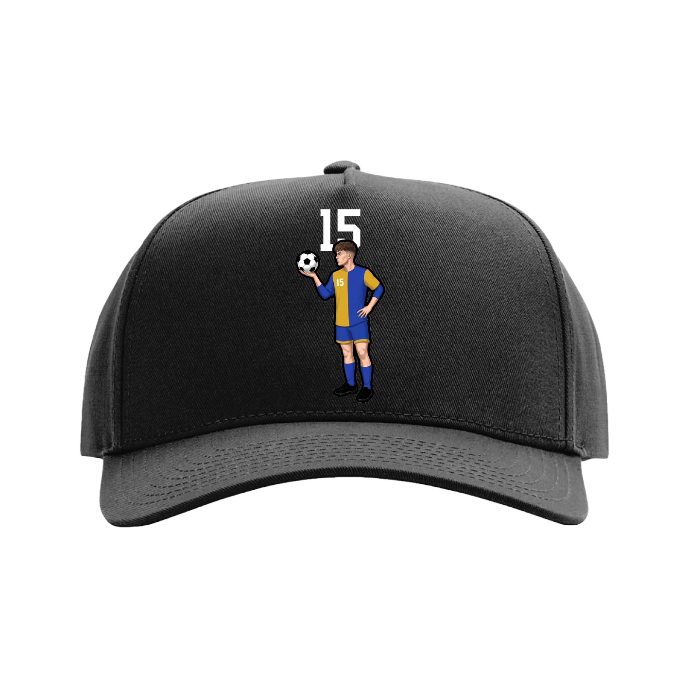 Full Fabric Five-Panel Champ Cap — Number Top in Black
