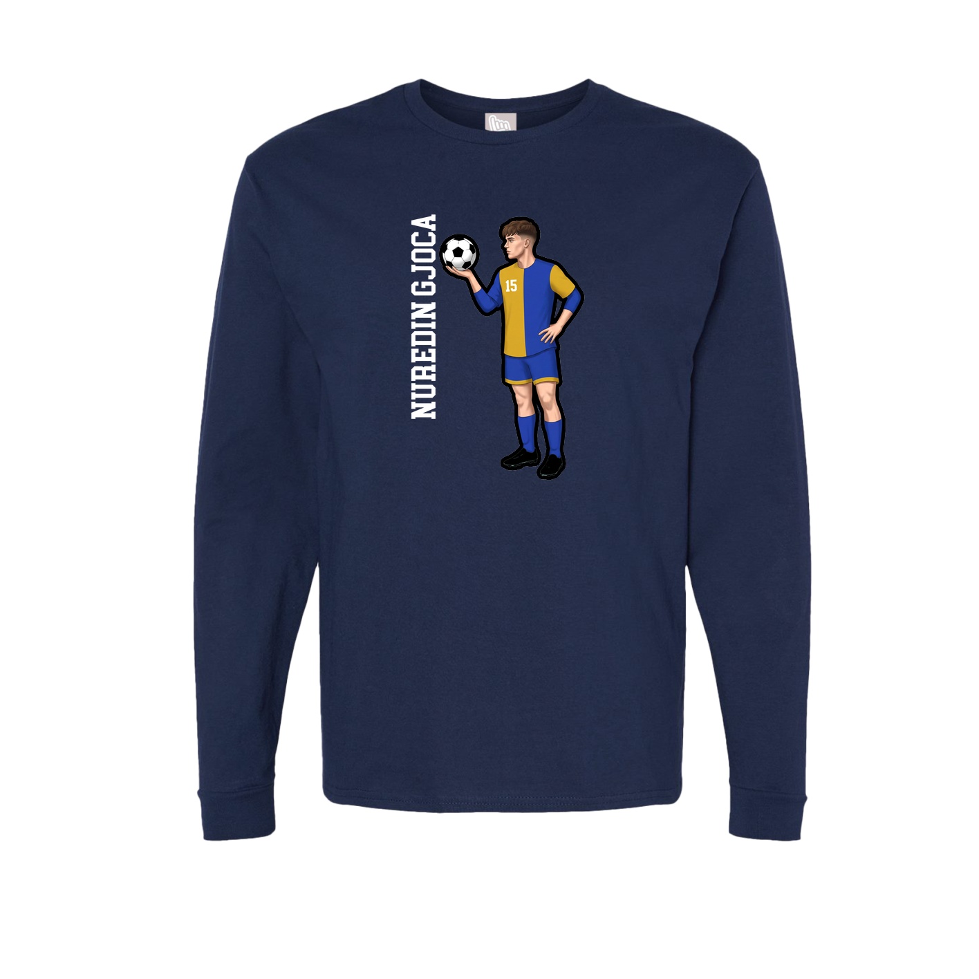 Long Sleeve Tee — Name Vertical in Navy