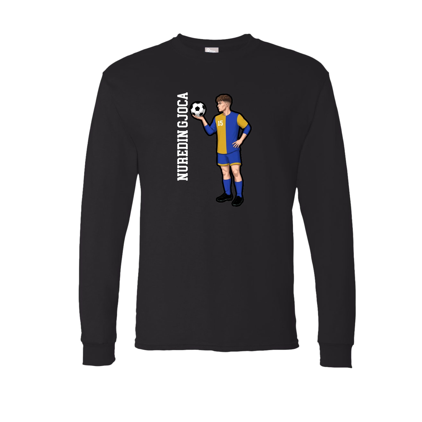Long Sleeve Tee — Name Vertical in Black