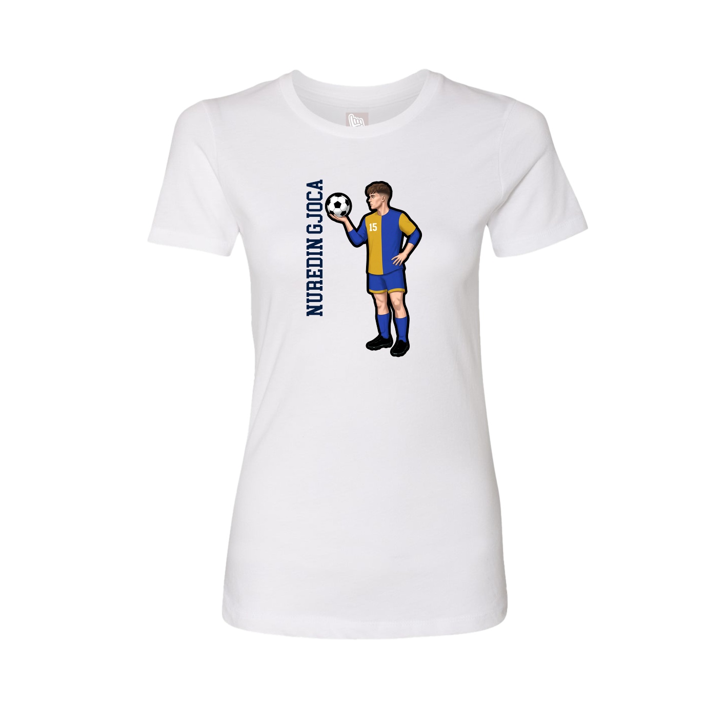 Womens Tee — Name Vertical in White