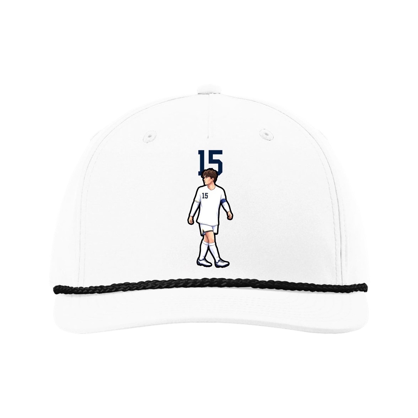Five-Panel Classic Rope Cap — Number Top in White