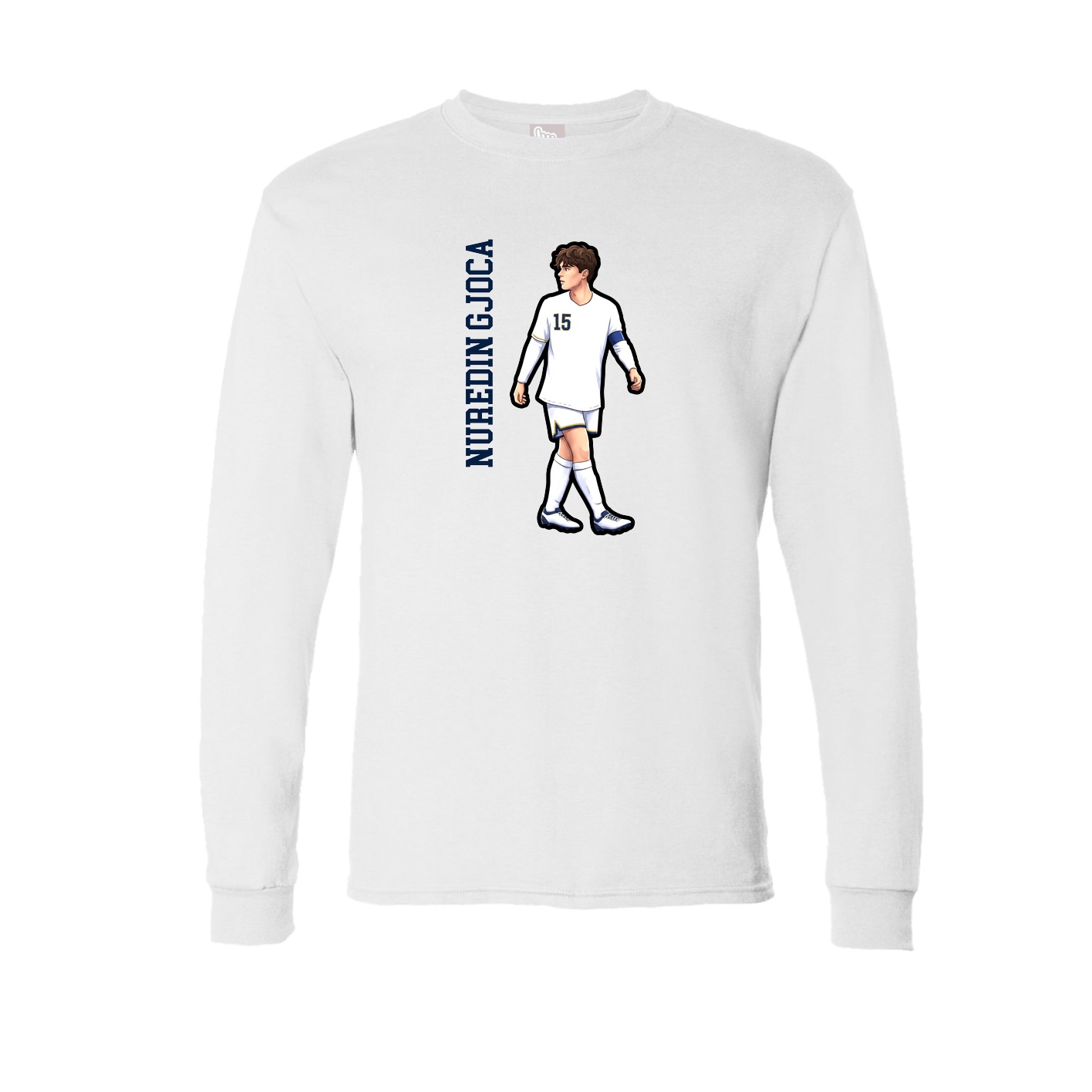 Long Sleeve Tee — Name Vertical in White